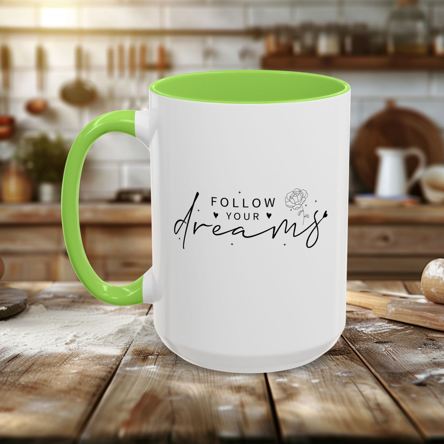 colorful mugs (11oz, 15oz) - follow your dreams - dream big quote
