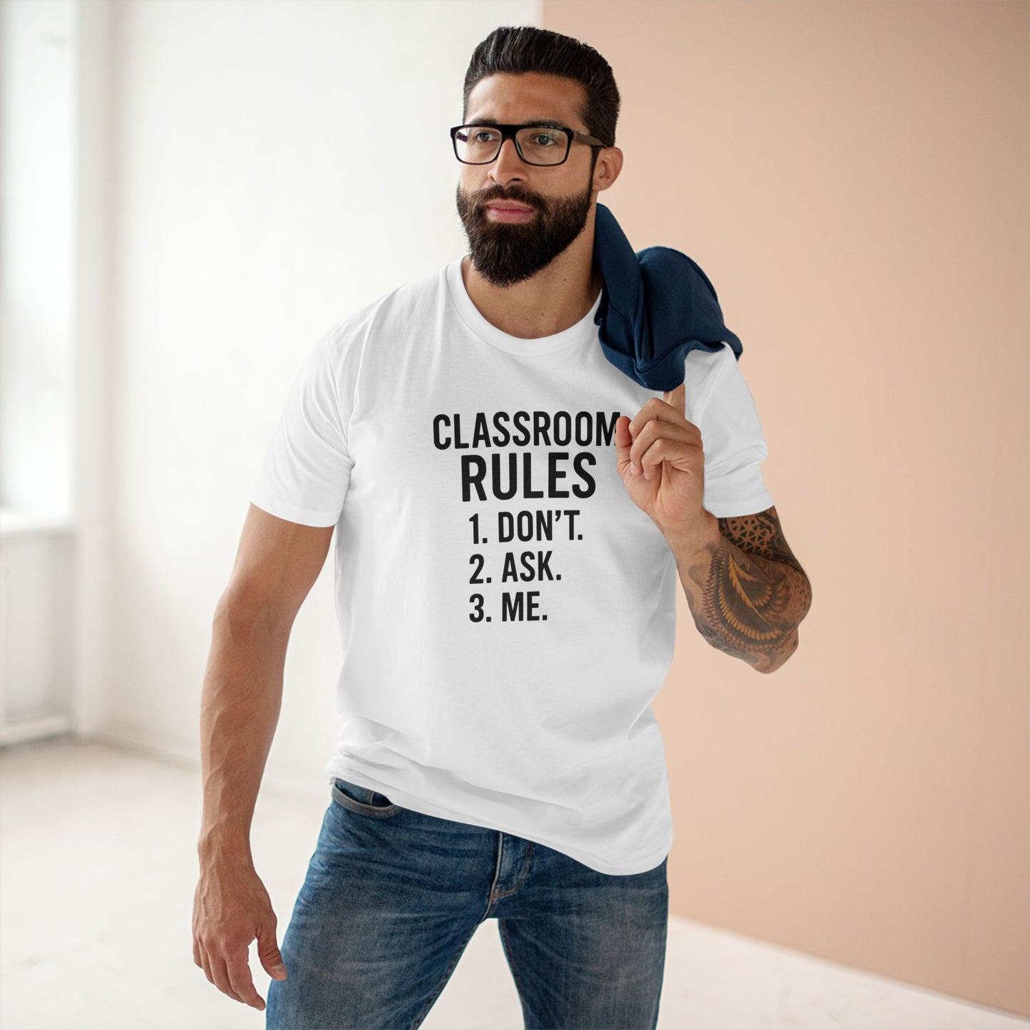 stylish men's stable tee - classroom rules design. teachers with attitude.
