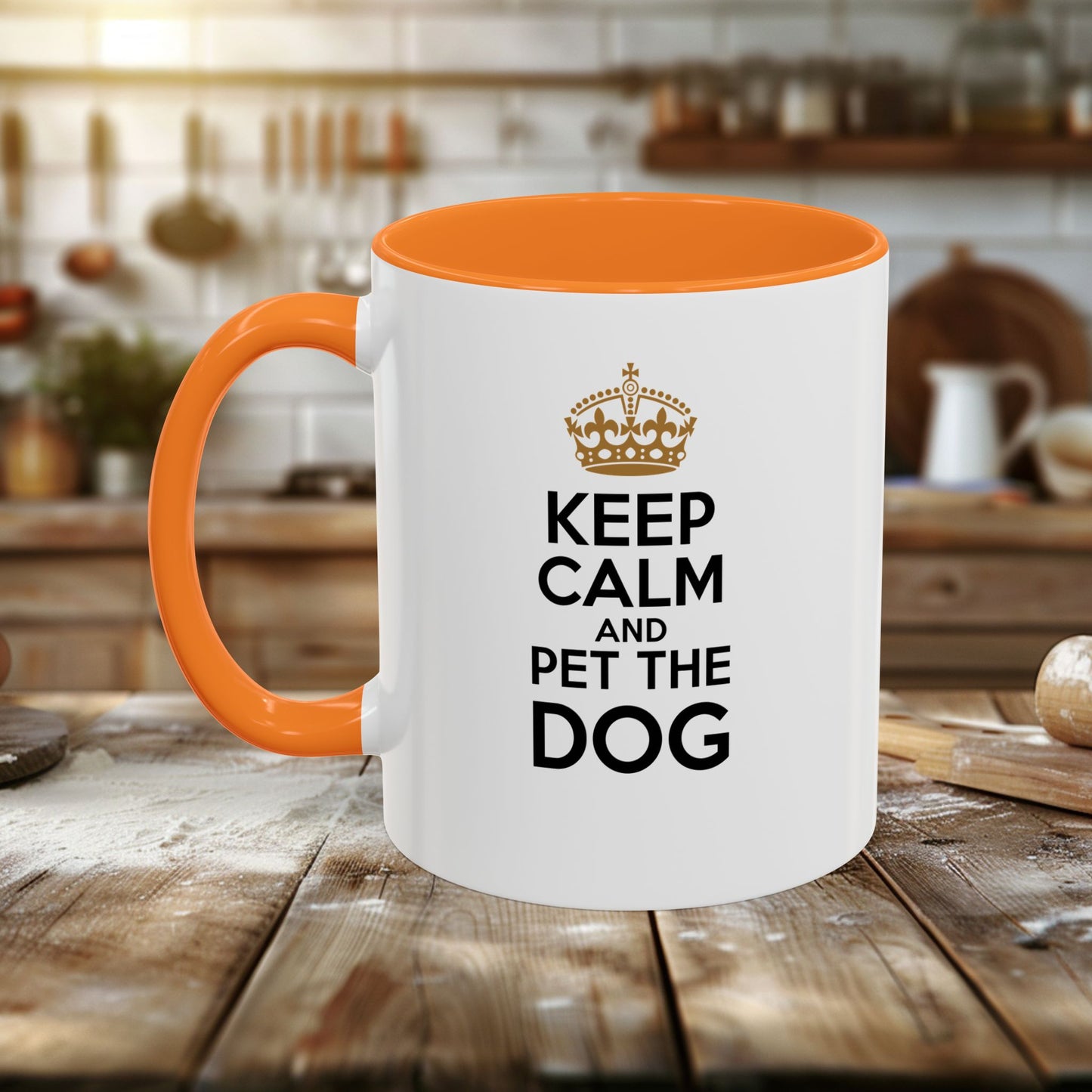 colorful mugs (11oz, 15oz) - keep calm and pet the dog | funny dog lover gift | cute pet quote design