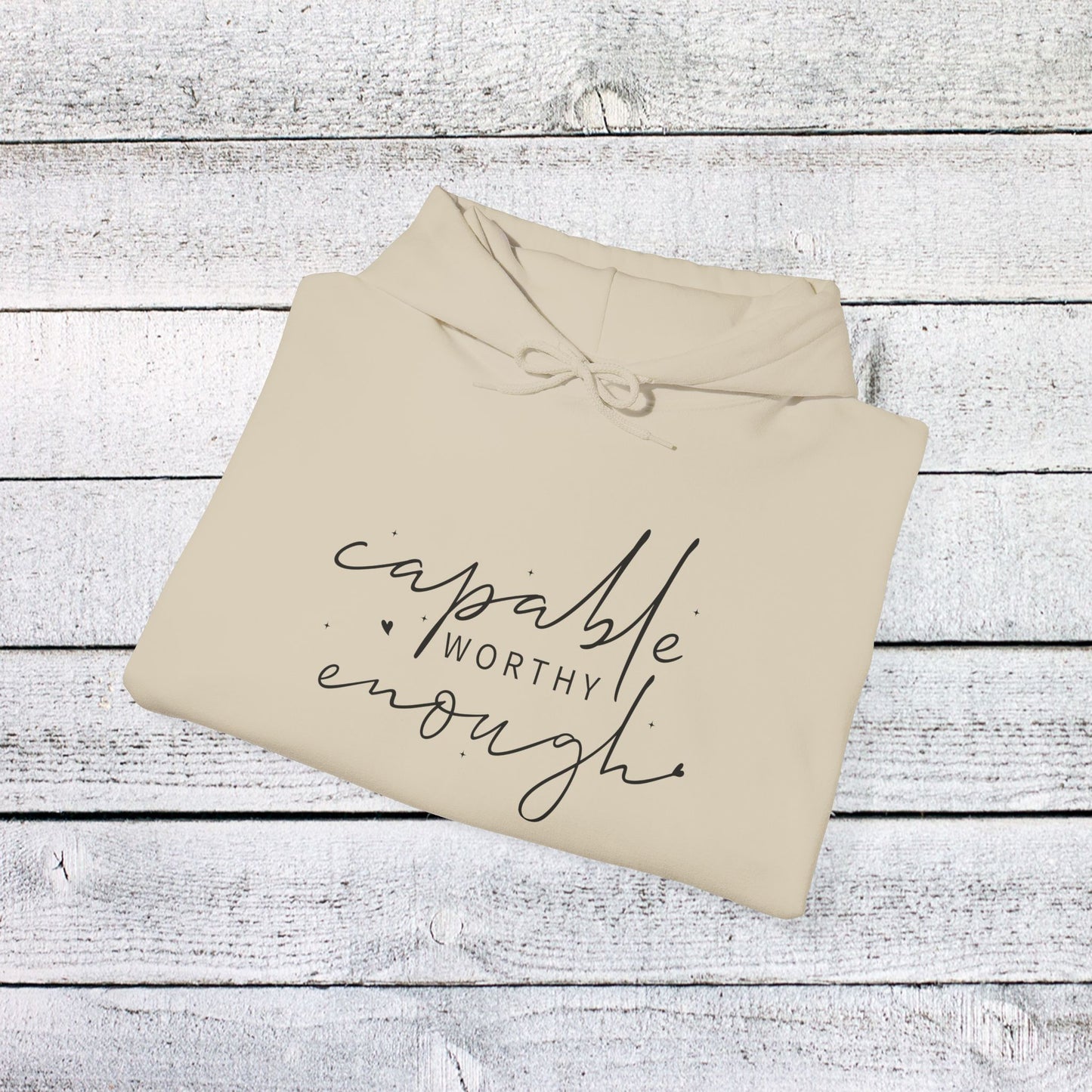 unisex heavy blend™ hooded sweatshirt - capable, worth, enough - empowerment words