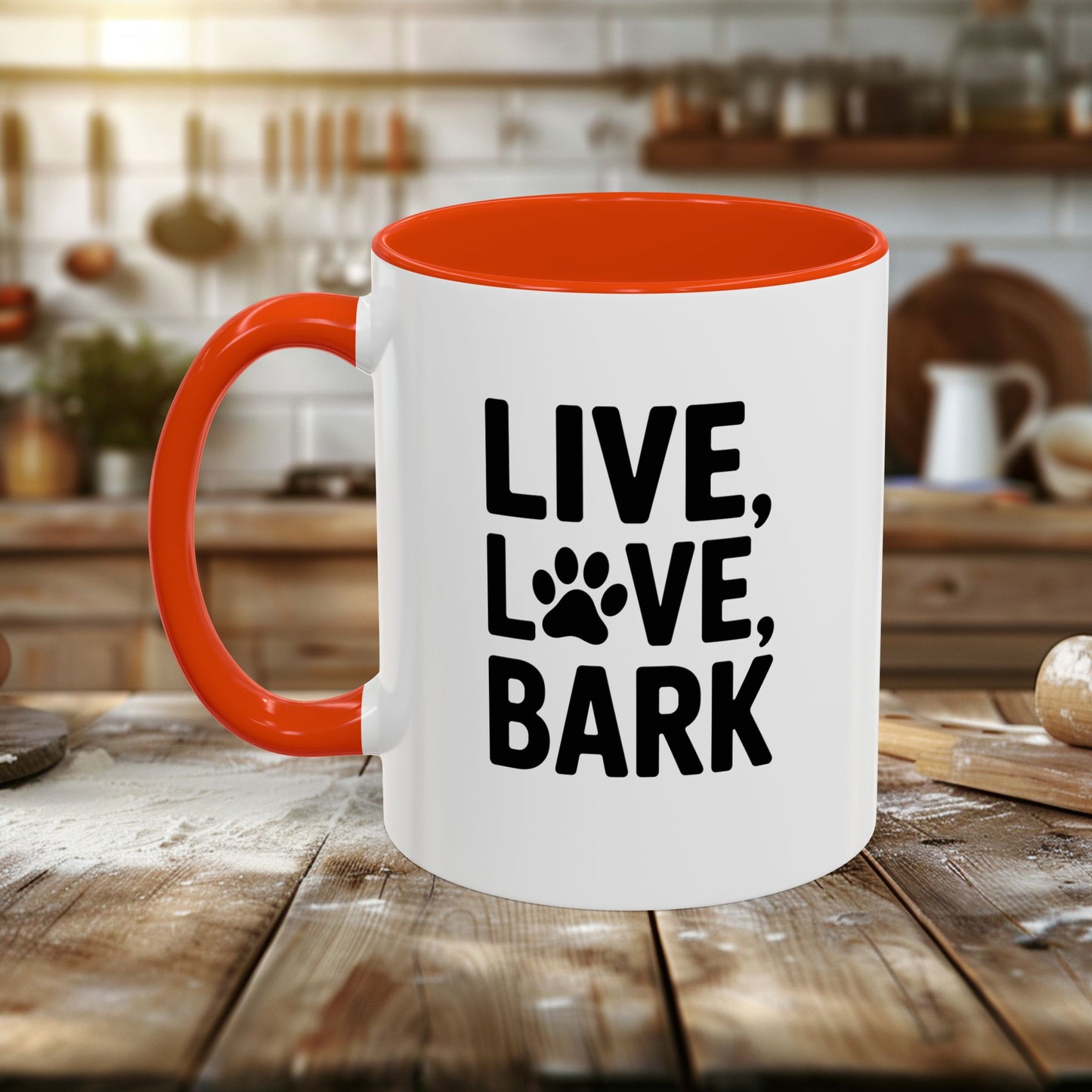 colorful mugs (11oz, 15oz) - live love bark | funny dog lover gift | cute pet quote design