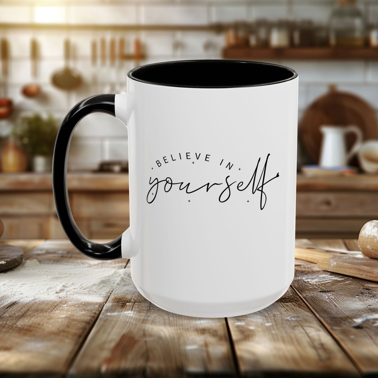 colorful mugs (11oz, 15oz) - believe in yourself - classic self-esteem booster