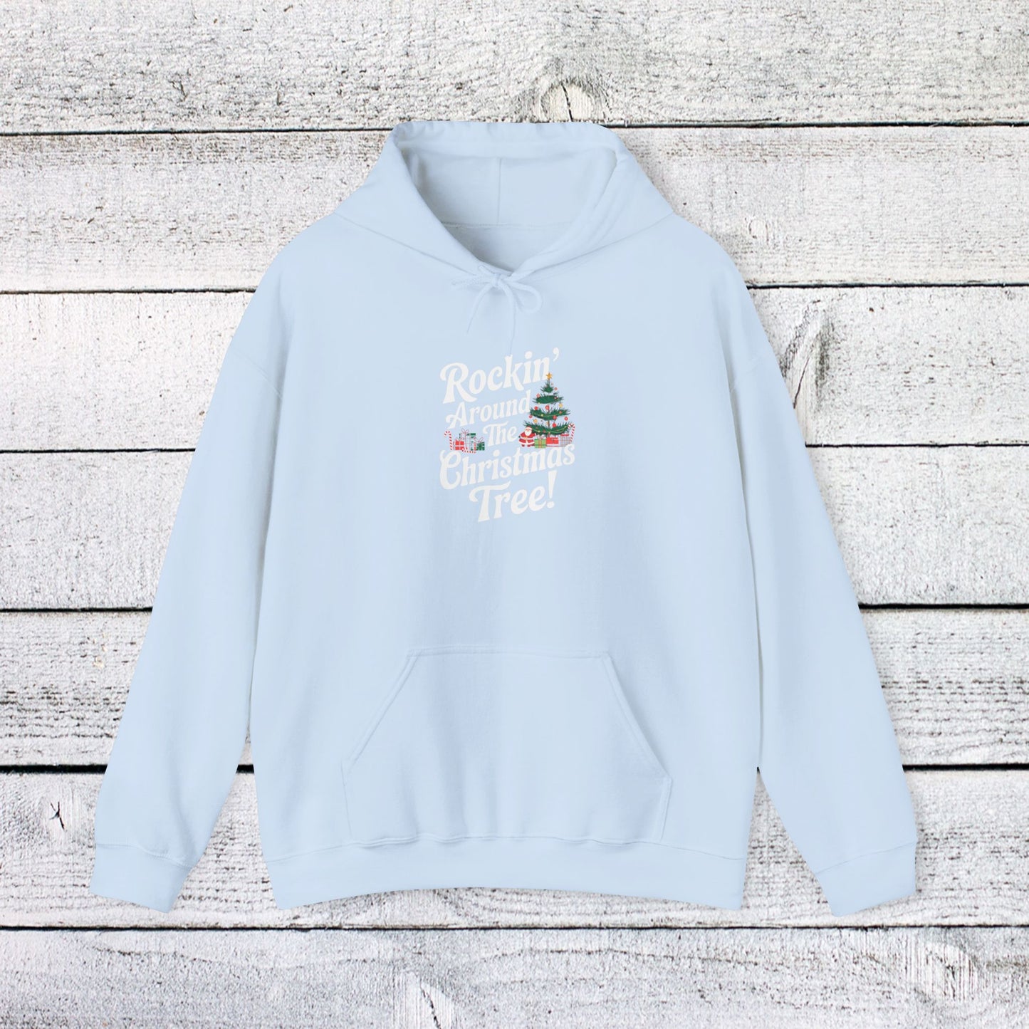 men's and women's christmas sweatshirt. rocking around the christmas tree. unisex christmas sweatshirt.