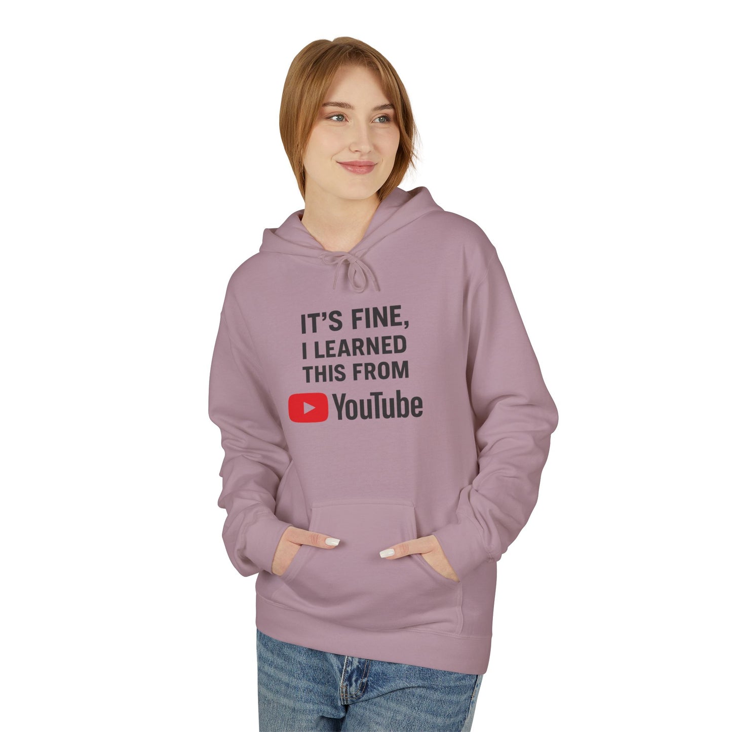unisex softstyle hoodie - 'i learned this from youtube'