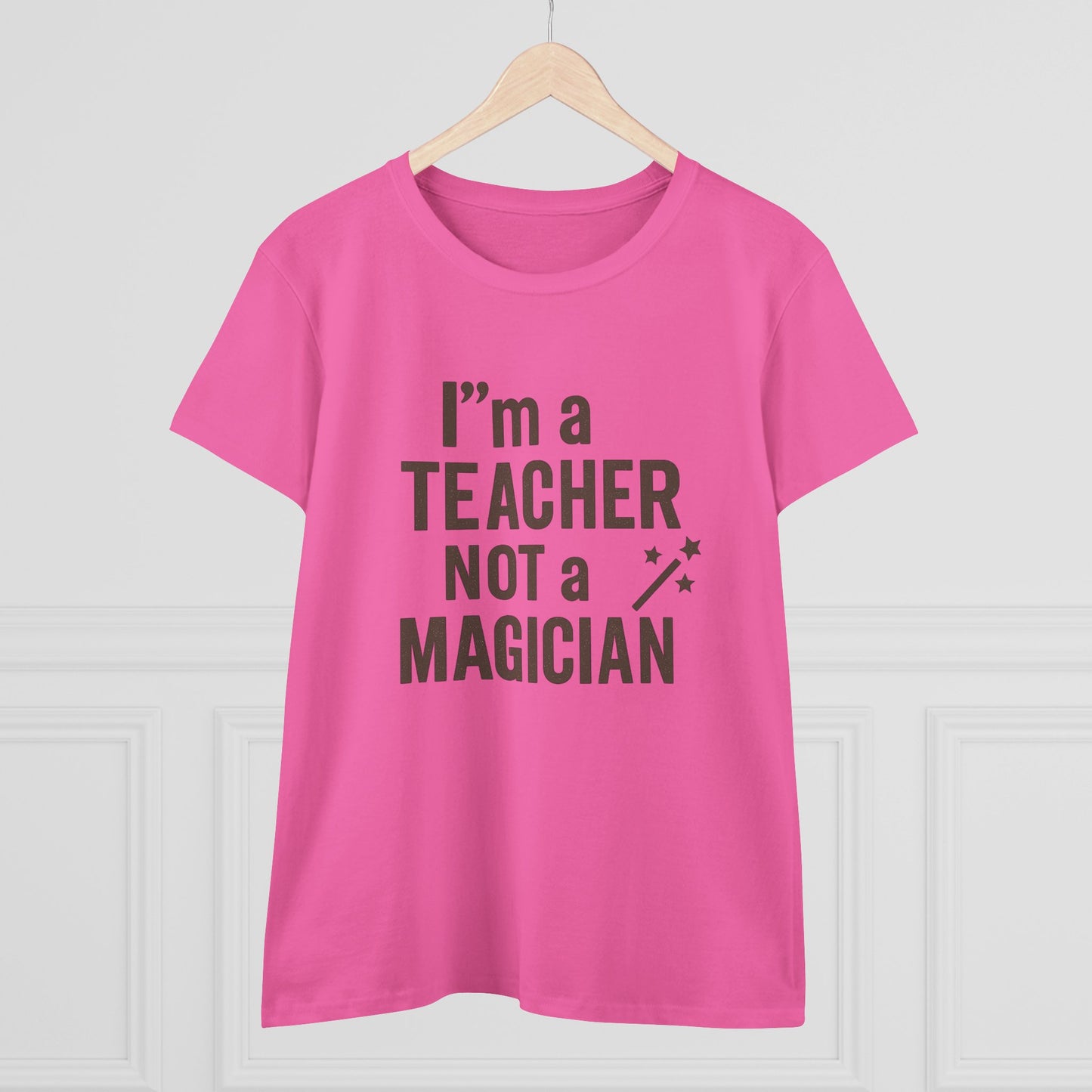women's cotton tee - i'm a teacher not a magician. teachers with attitude.