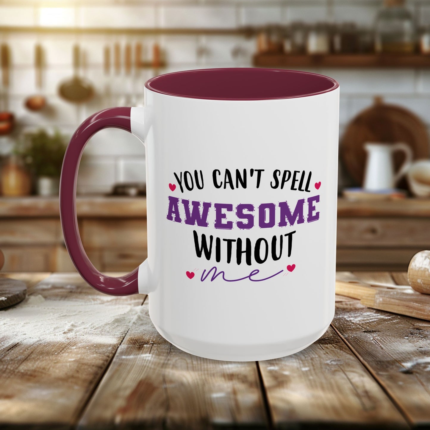 colorful mugs (11oz, 15oz) - you can’t spell awesome without me - funny confidence quote
