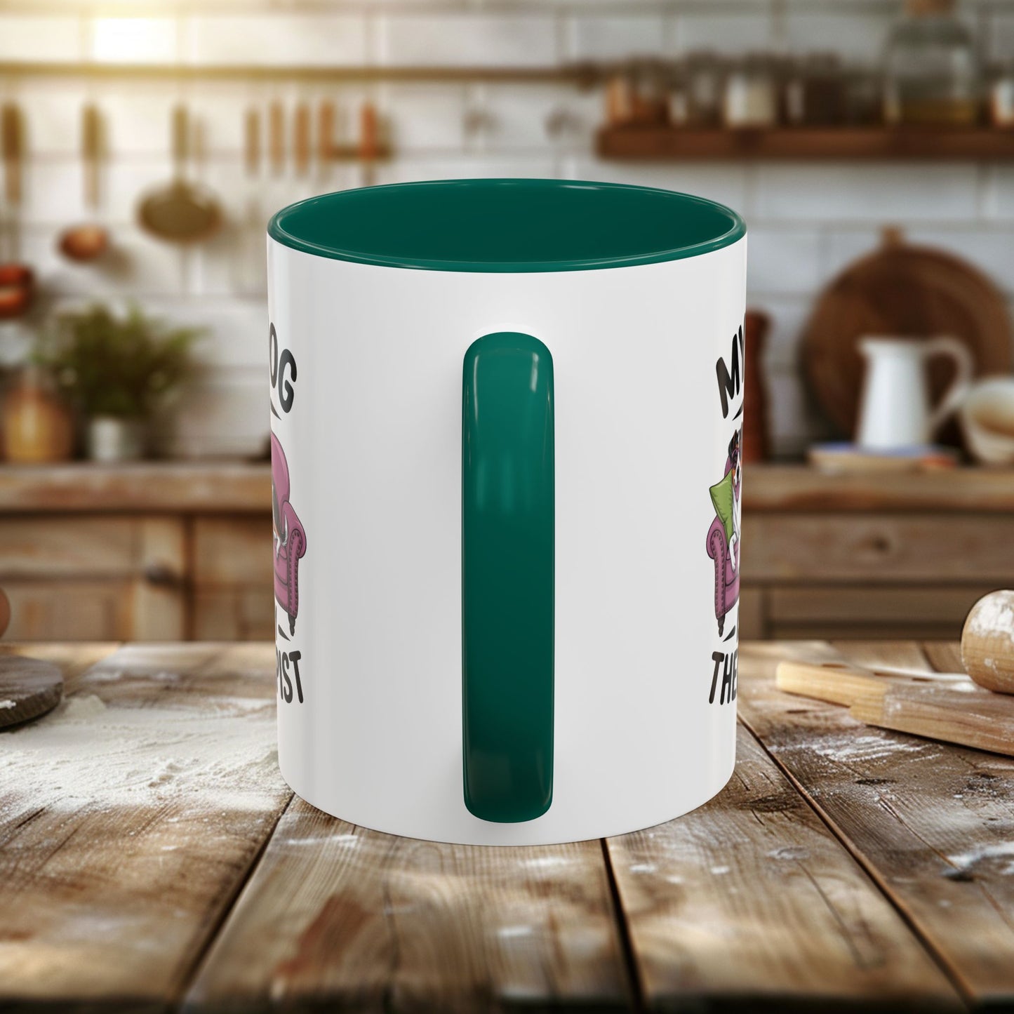 colorful mugs (11oz, 15oz) - my dog is my therapist | funny dog lover gift | cute pet quote design