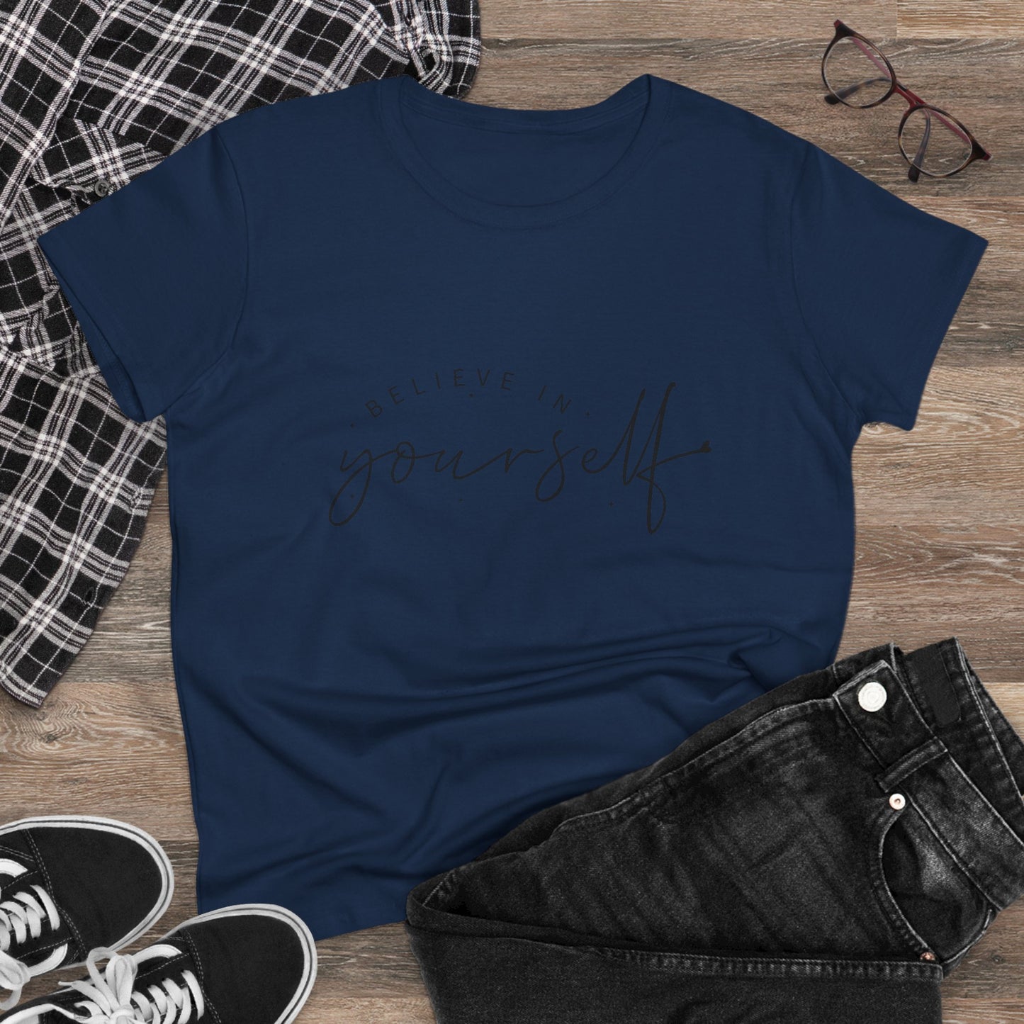 women's cotton tee: believe in yourself design