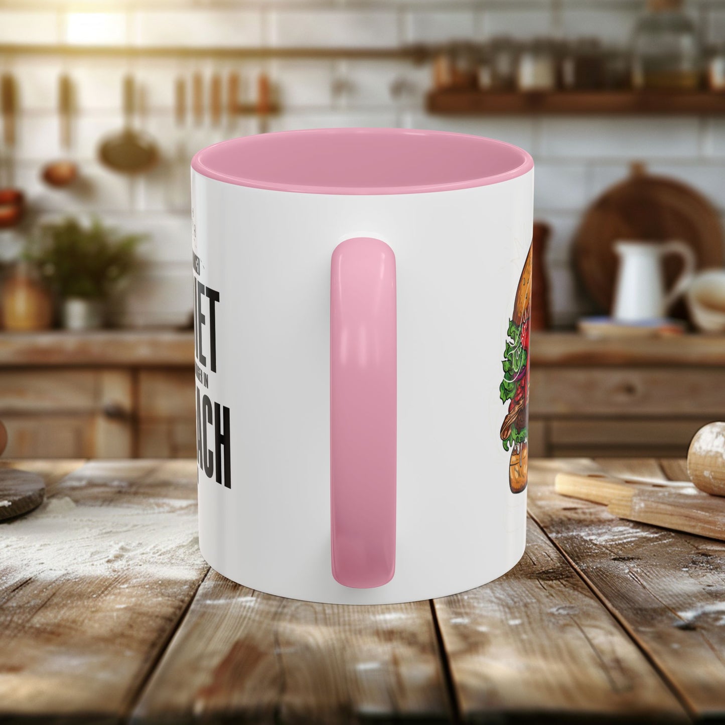 colorful mugs (11oz, 15oz) - a balanced diet is a burger in each hand - funny food quote
