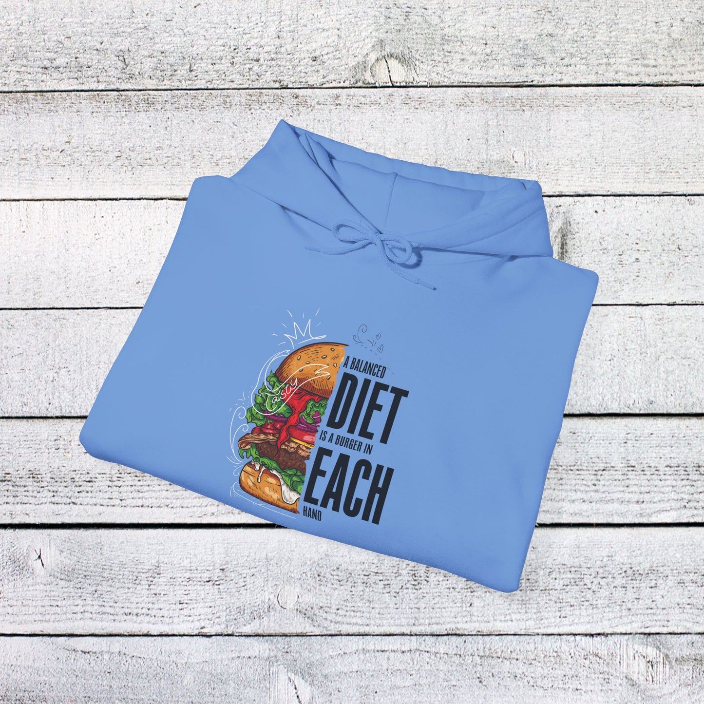 unisex heavy blend™ hooded sweatshirt - a balanced diet is a burger in each hand - funny food quote