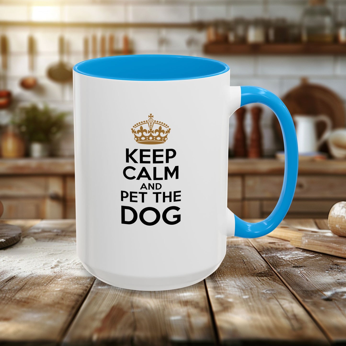 colorful mugs (11oz, 15oz) - keep calm and pet the dog | funny dog lover gift | cute pet quote design