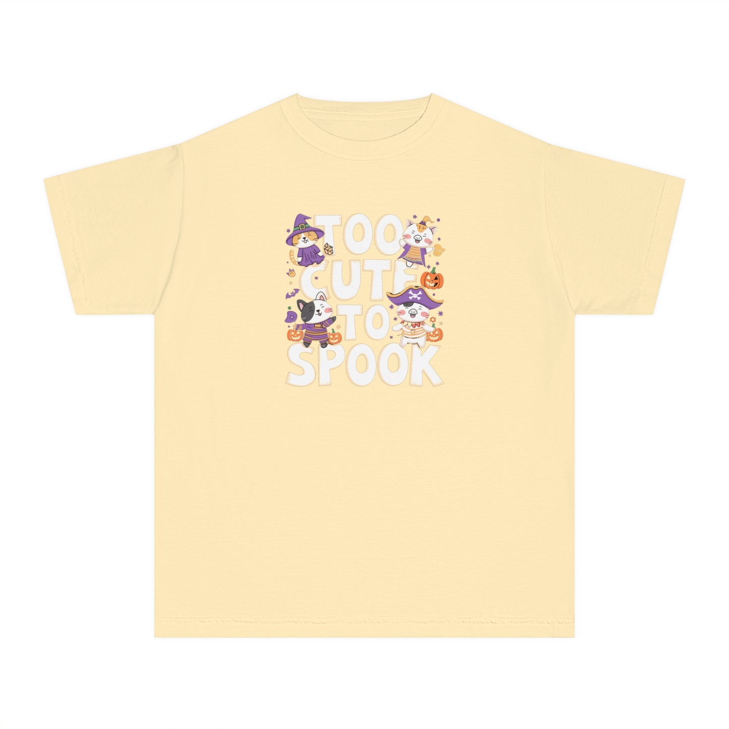 youth t-shirt, youth halloween t-shirt, too cute to spook!