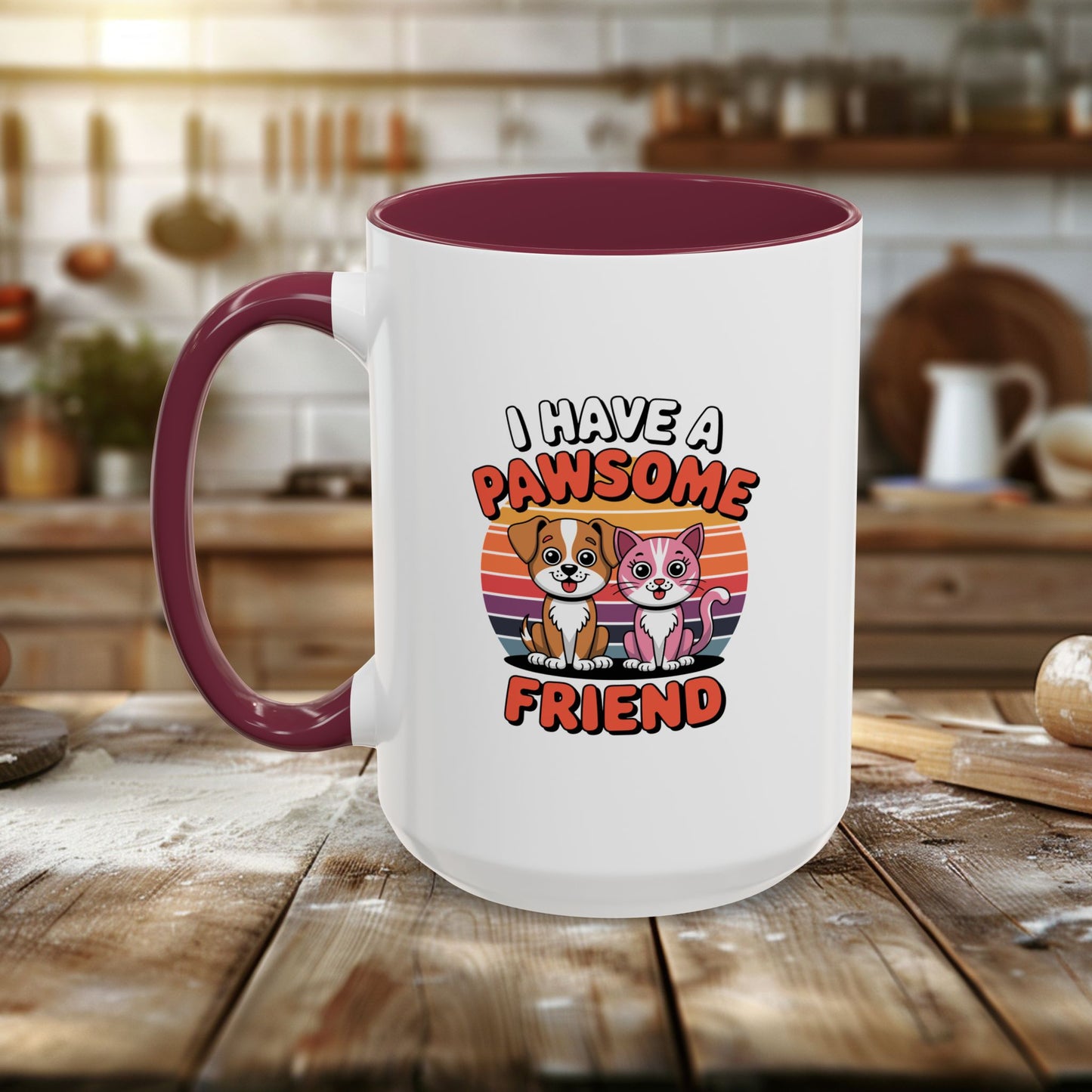 colorful mugs (11oz, 15oz) - i have a pawesome friend | funny dog lover gift | cute pet quote design