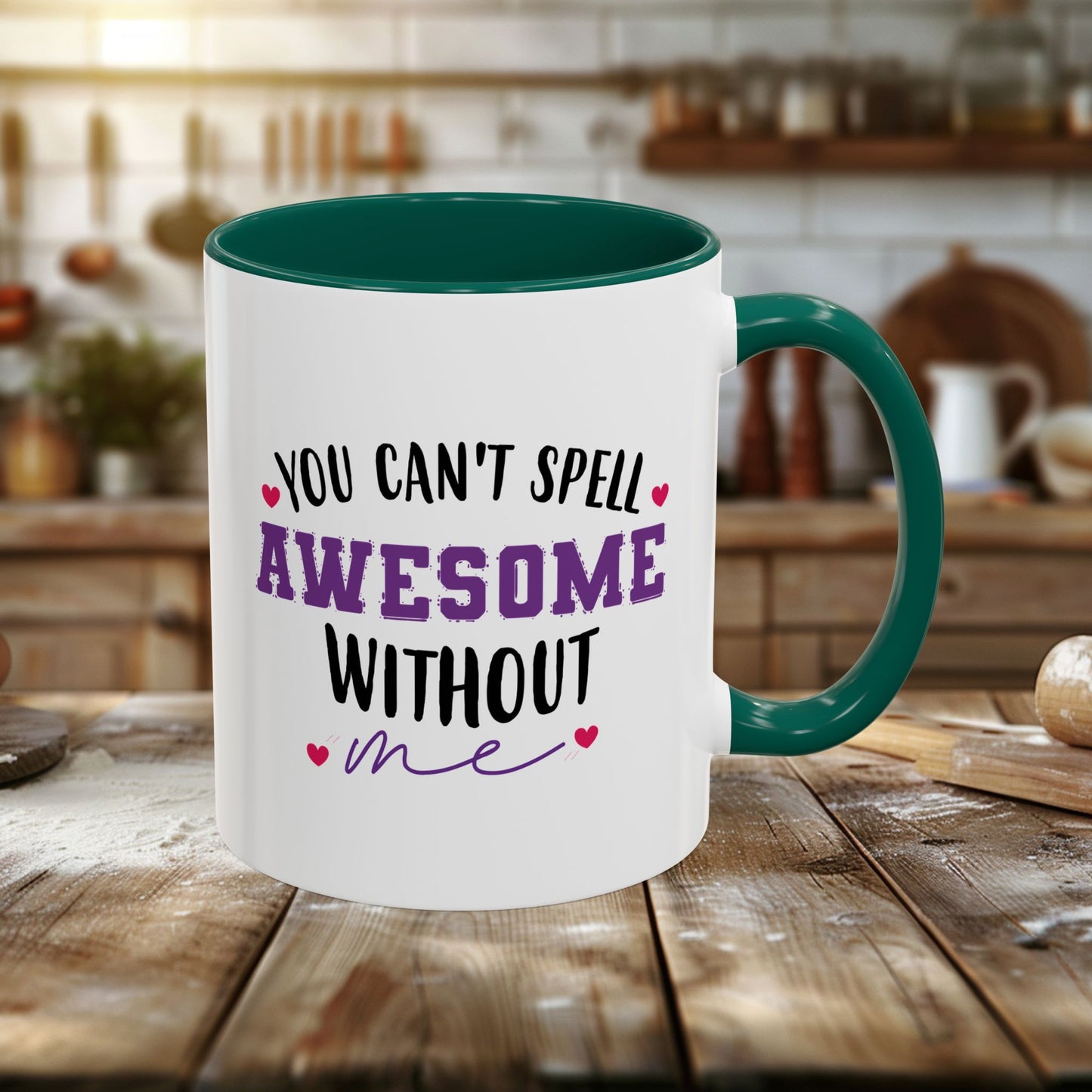 colorful mugs (11oz, 15oz) - you can’t spell awesome without me - funny confidence quote
