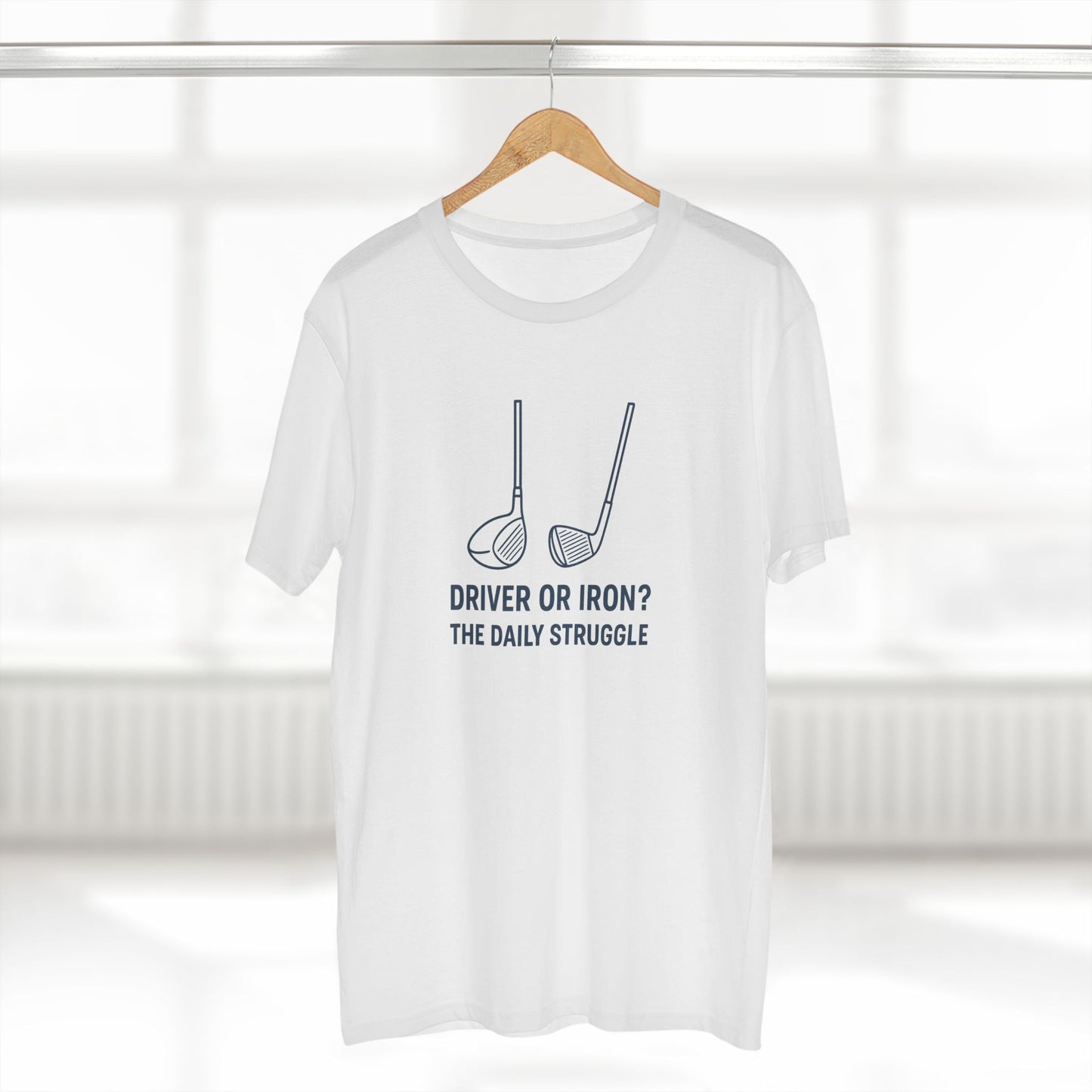 men's stable tee: driver or iron? the daily struggle. golf t-shirt.