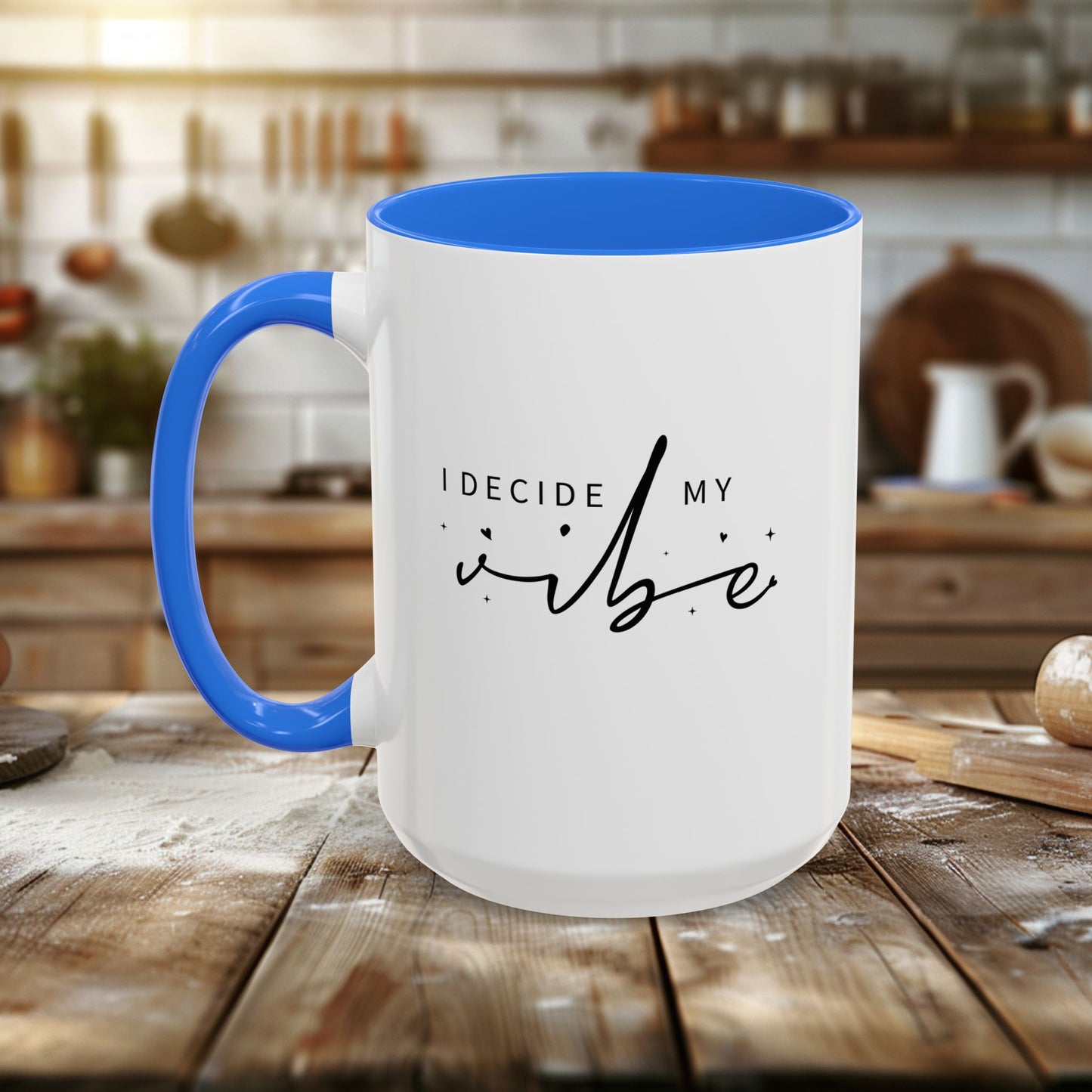 colorful mugs (11oz, 15oz) - i decide my vibe - confidence & control quote