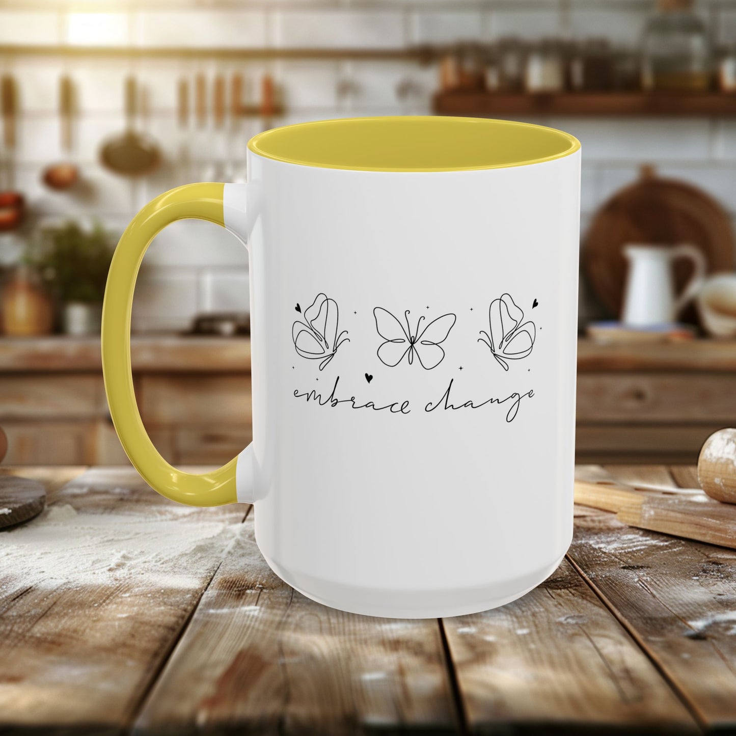 colorful mugs (11oz, 15oz) - embrace change - growth mindset quote