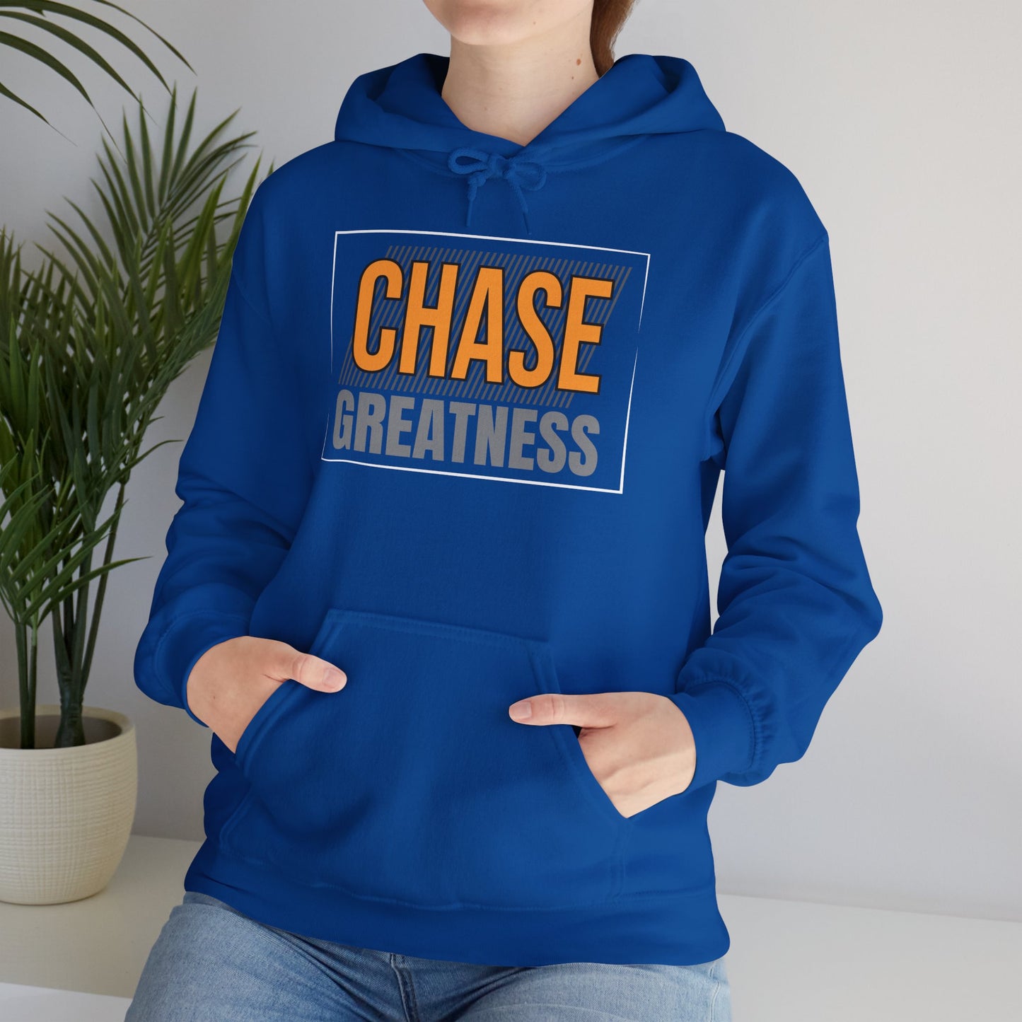 unisex heavy blend™ hooded sweatshirt - chase greatness - bold motivation quote