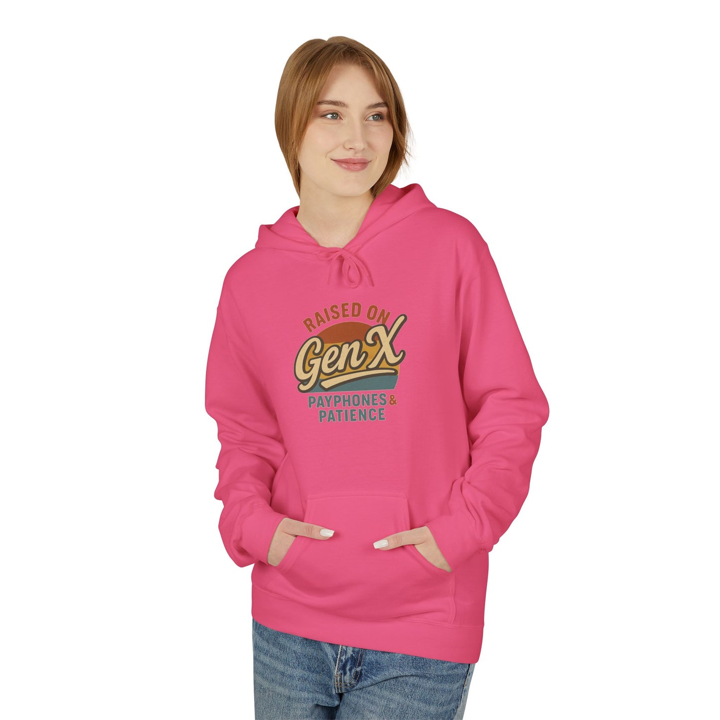 unisex softstyle hoodie - raised on gen x design