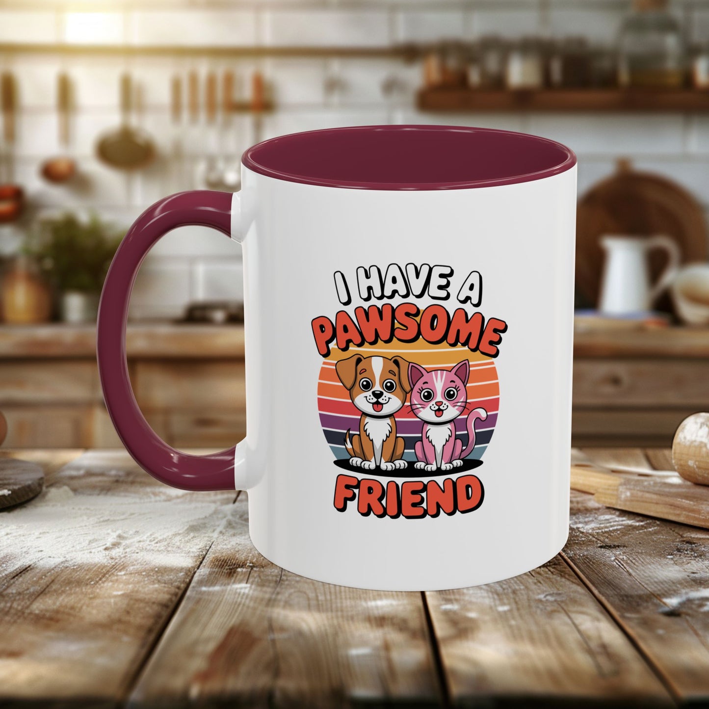 colorful mugs (11oz, 15oz) - i have a pawesome friend | funny dog lover gift | cute pet quote design