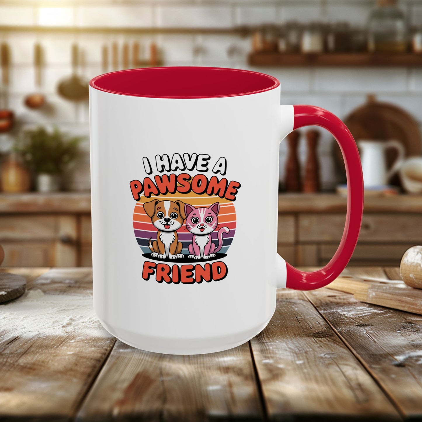 colorful mugs (11oz, 15oz) - i have a pawesome friend | funny dog lover gift | cute pet quote design