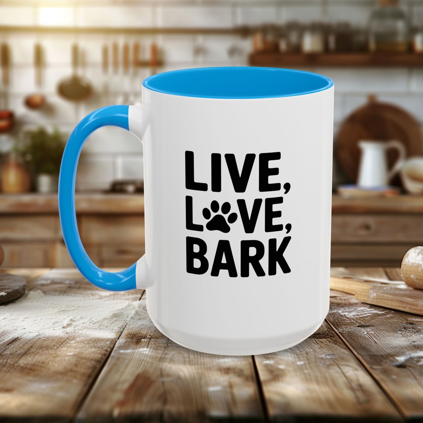 colorful mugs (11oz, 15oz) - live love bark | funny dog lover gift | cute pet quote design