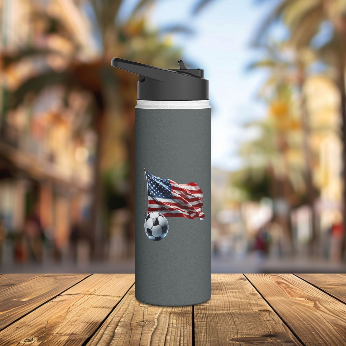 usa soccer inspired stainless steel water bottle - durable & eco-friendly