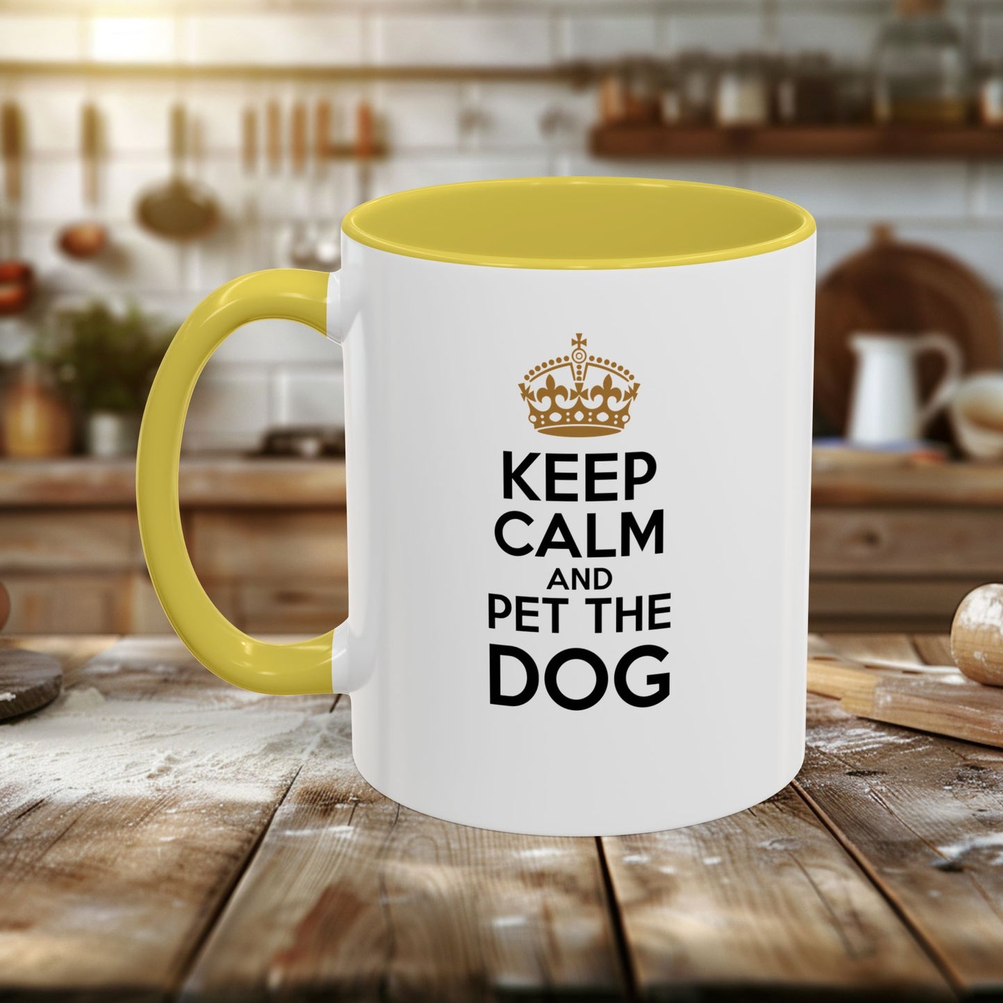 colorful mugs (11oz, 15oz) - keep calm and pet the dog | funny dog lover gift | cute pet quote design