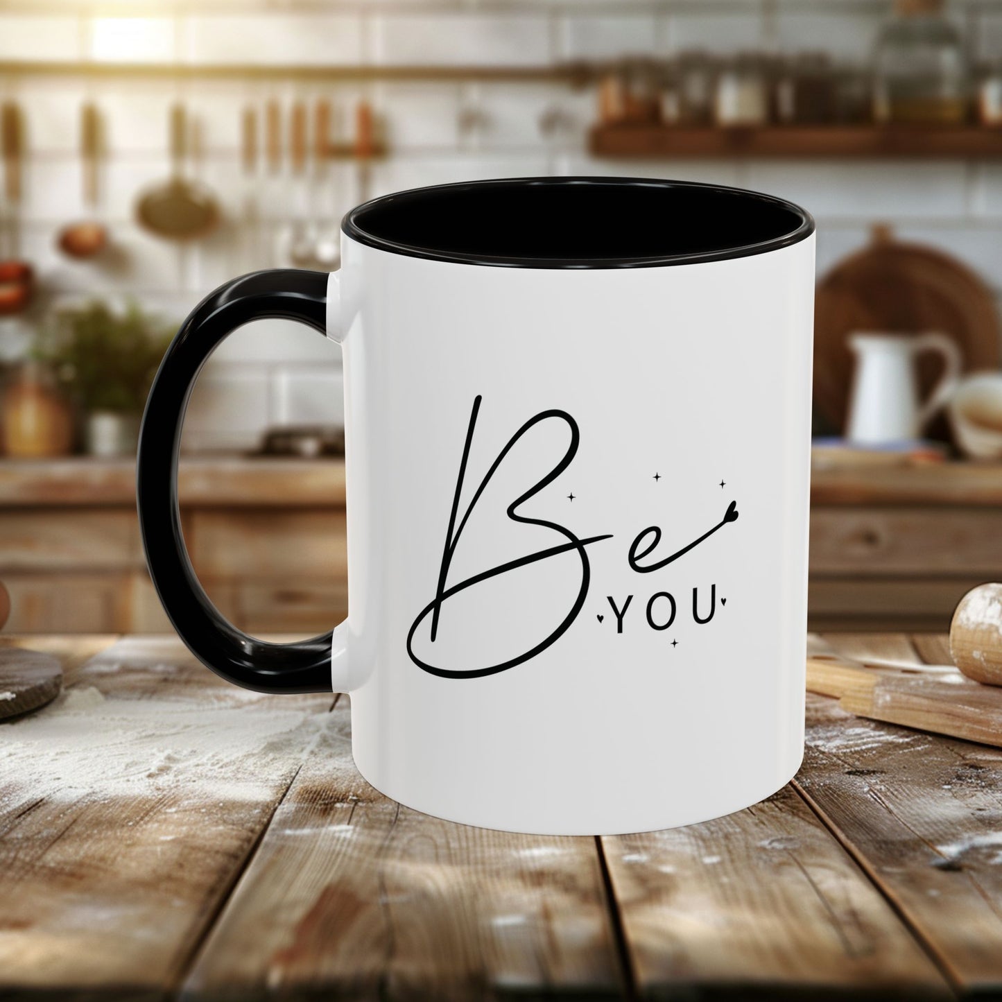 colorful mugs (11oz, 15oz) - be you - simple and powerful self-love quote