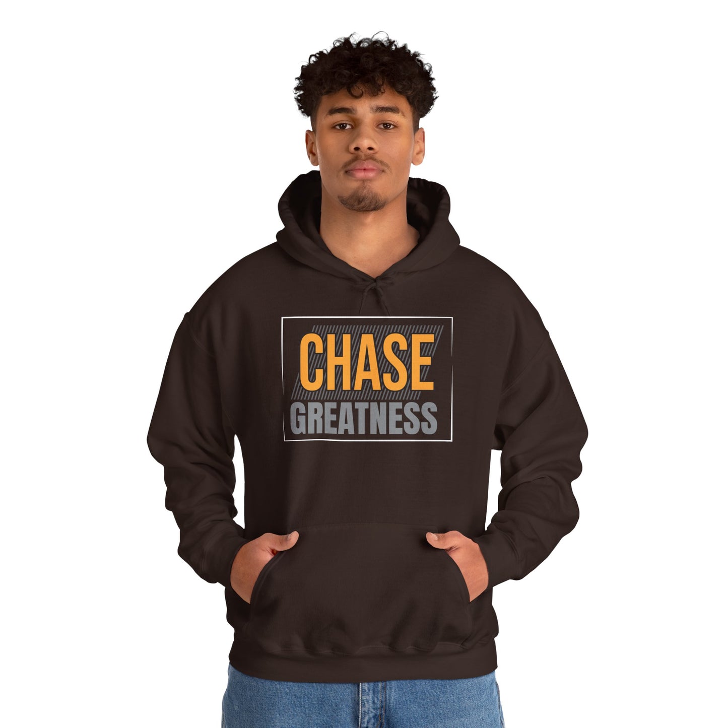 unisex heavy blend™ hooded sweatshirt - chase greatness - bold motivation quote