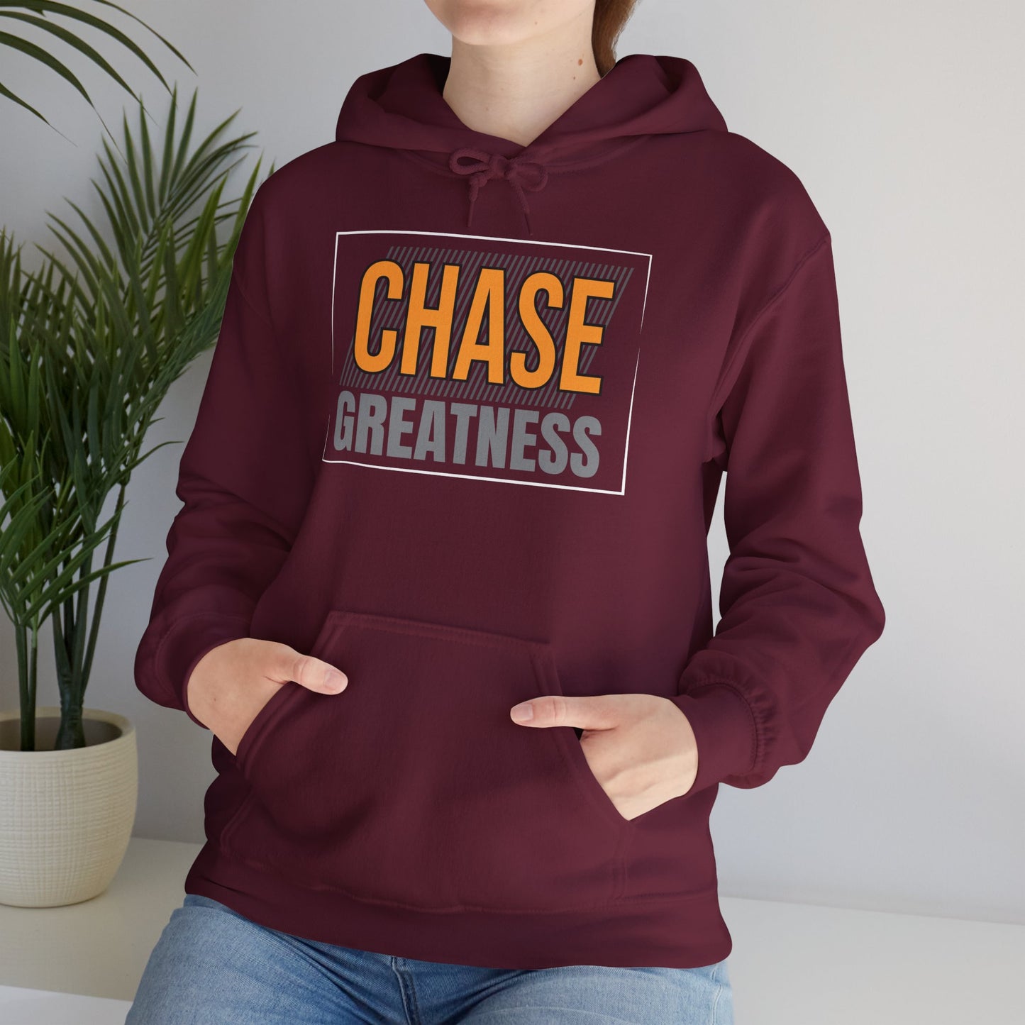 unisex heavy blend™ hooded sweatshirt - chase greatness - bold motivation quote