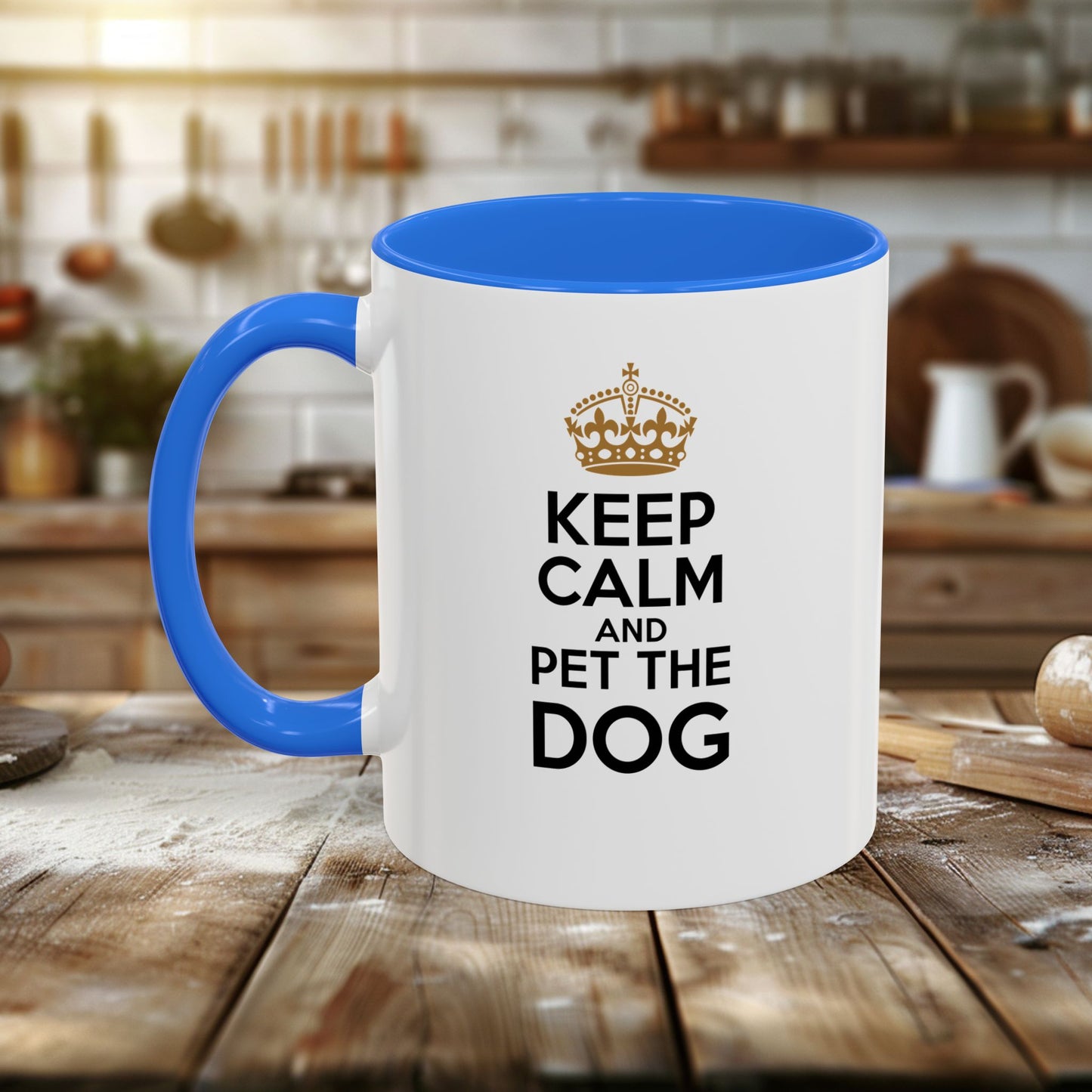 colorful mugs (11oz, 15oz) - keep calm and pet the dog | funny dog lover gift | cute pet quote design