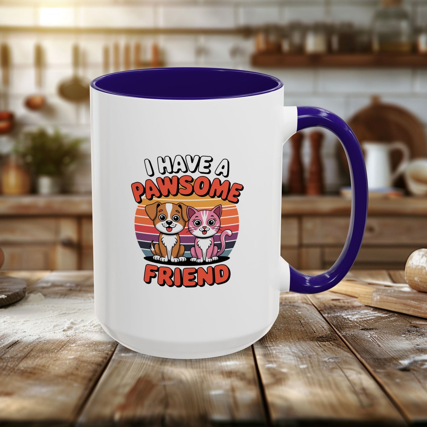colorful mugs (11oz, 15oz) - i have a pawesome friend | funny dog lover gift | cute pet quote design