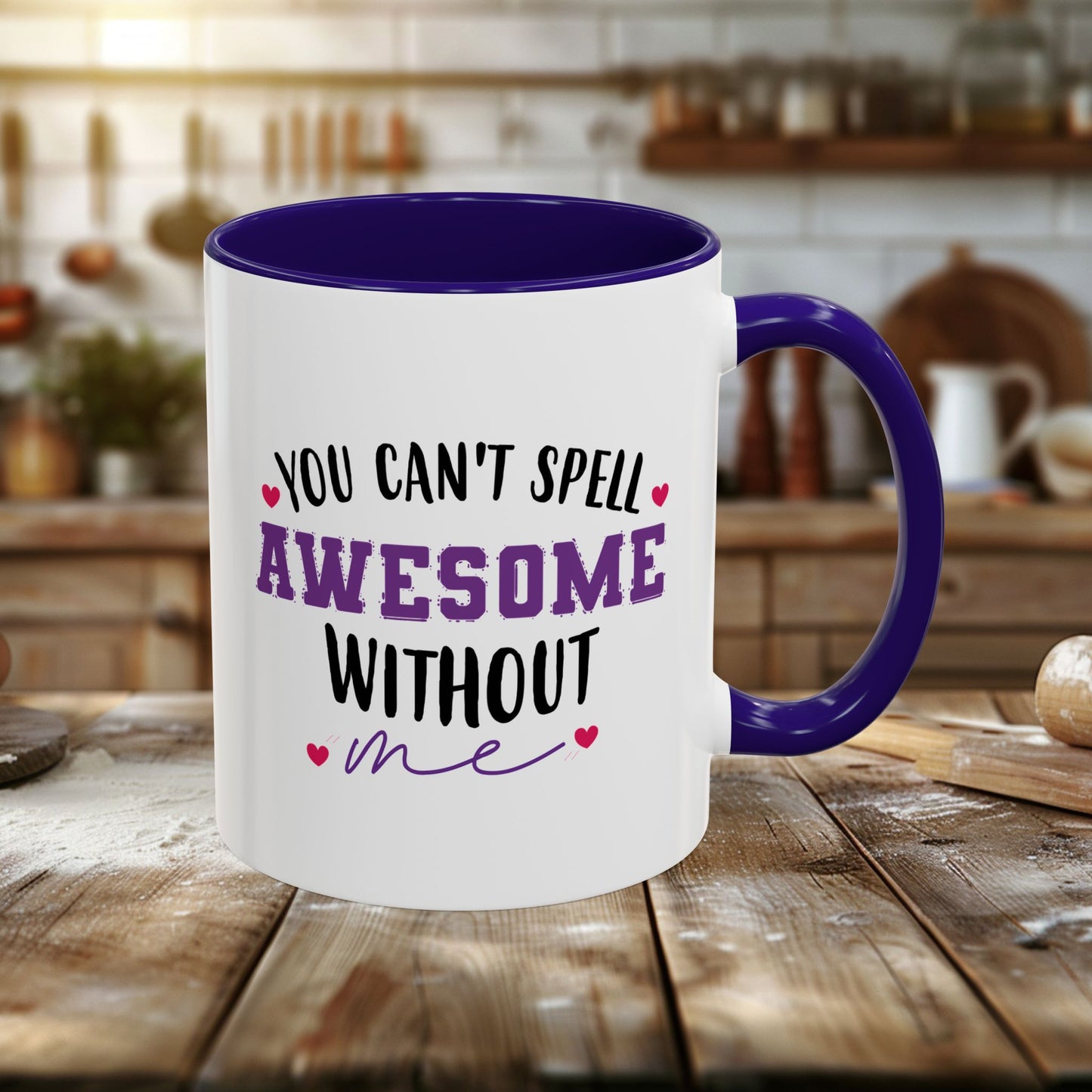 colorful mugs (11oz, 15oz) - you can’t spell awesome without me - funny confidence quote