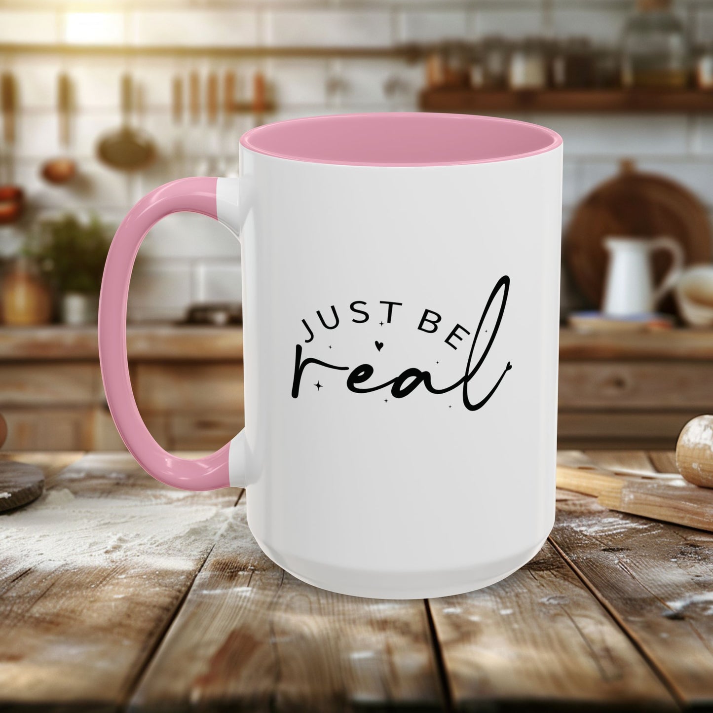 colorful mugs (11oz, 15oz) - just be real - authentic living quote