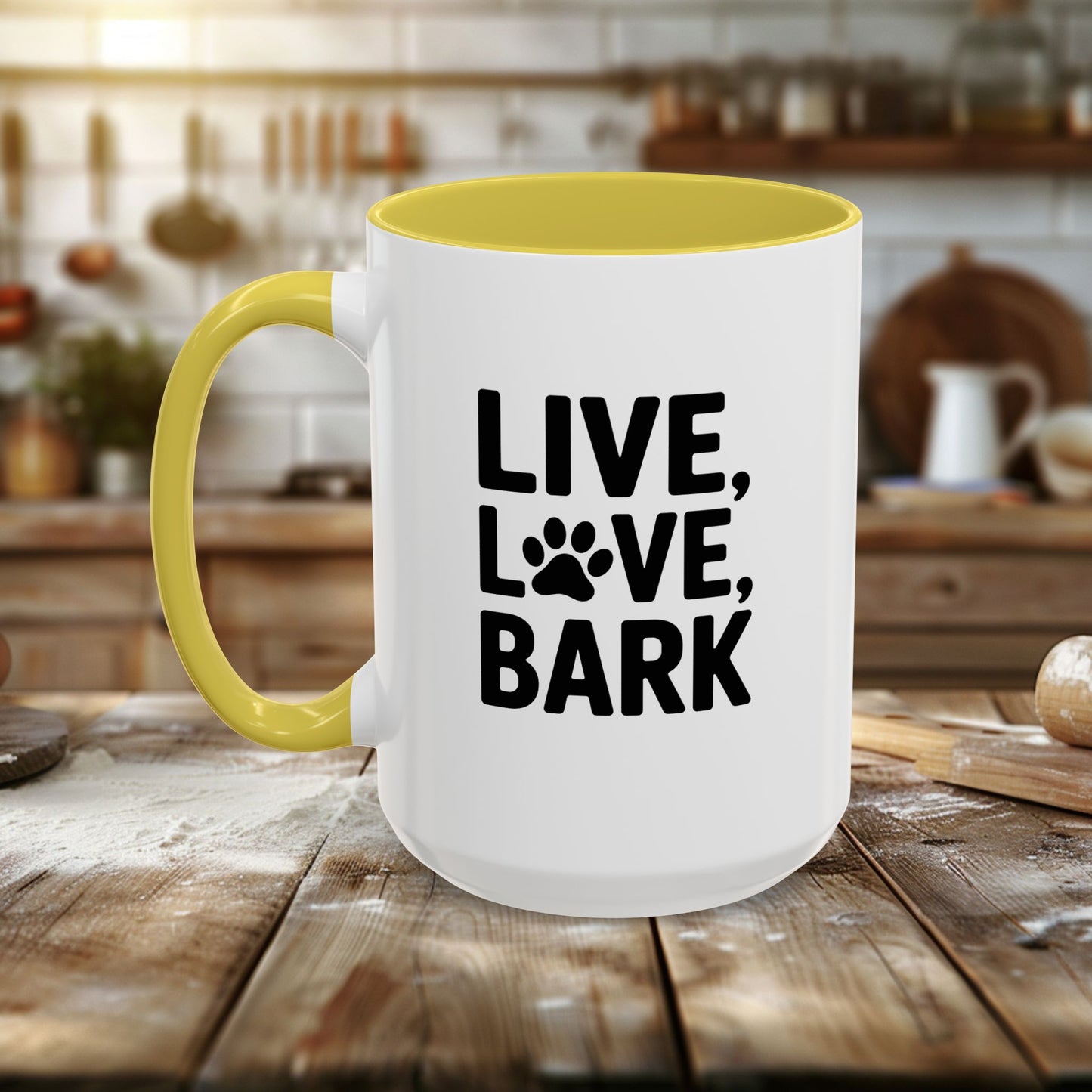 colorful mugs (11oz, 15oz) - live love bark | funny dog lover gift | cute pet quote design