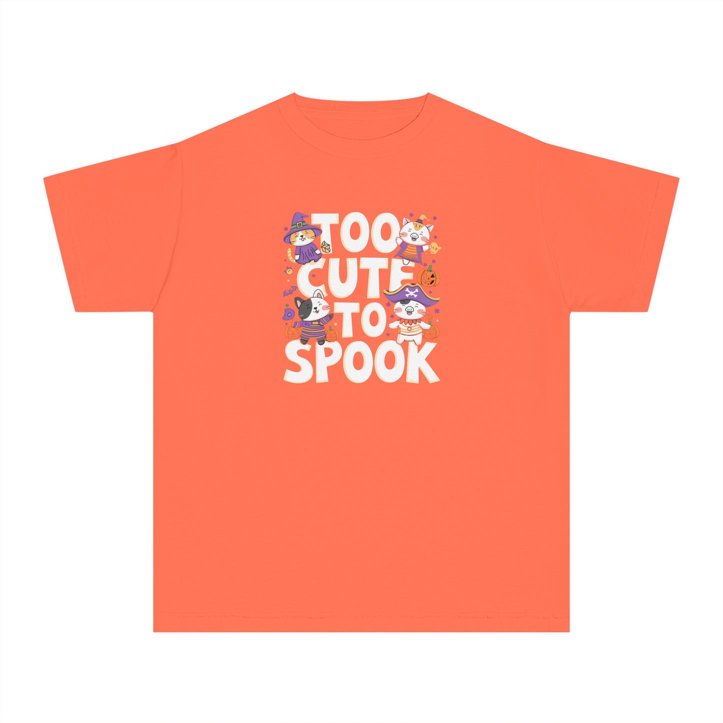 youth t-shirt, youth halloween t-shirt, too cute to spook!