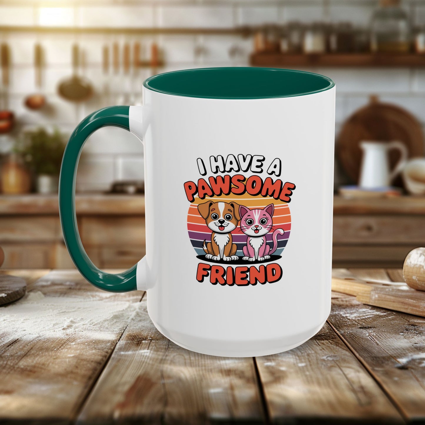 colorful mugs (11oz, 15oz) - i have a pawesome friend | funny dog lover gift | cute pet quote design