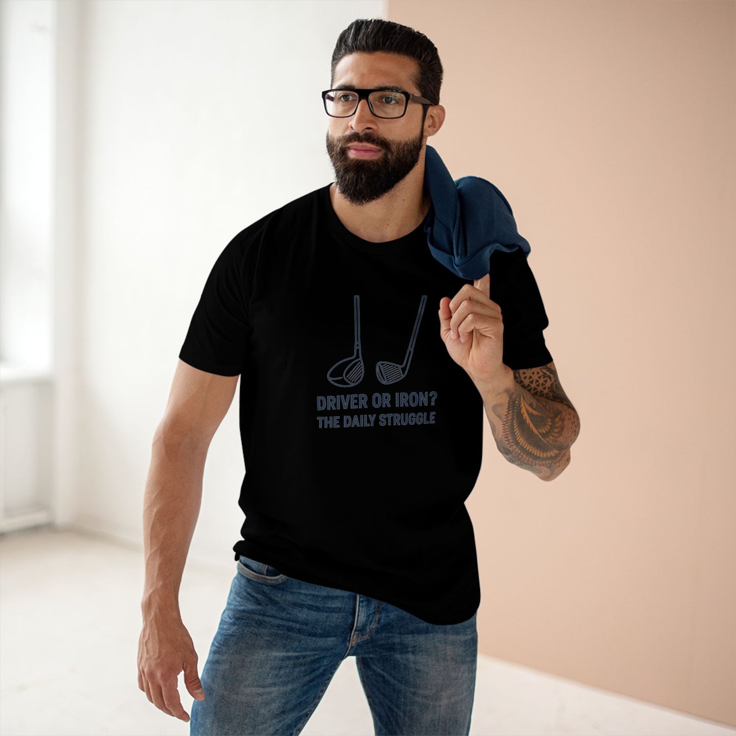 men's stable tee: driver or iron? the daily struggle. golf t-shirt.