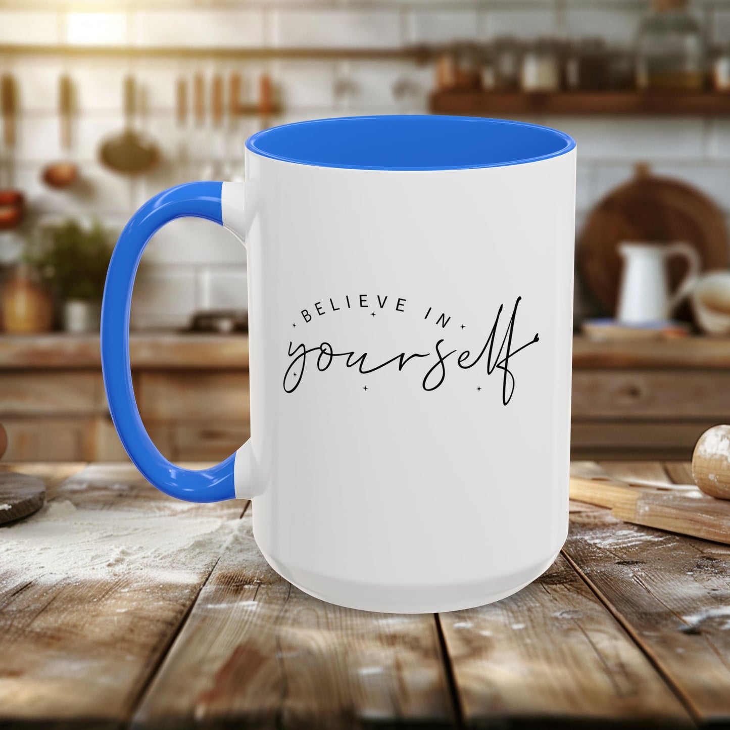 colorful mugs (11oz, 15oz) - believe in yourself - classic self-esteem booster