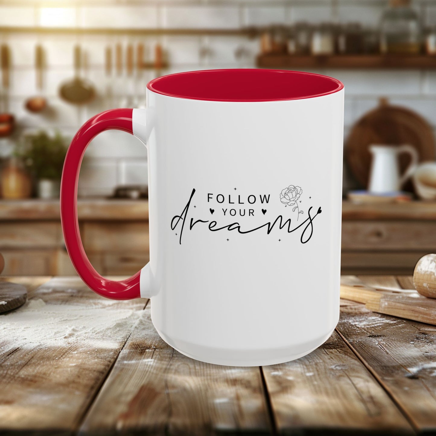 colorful mugs (11oz, 15oz) - follow your dreams - dream big quote