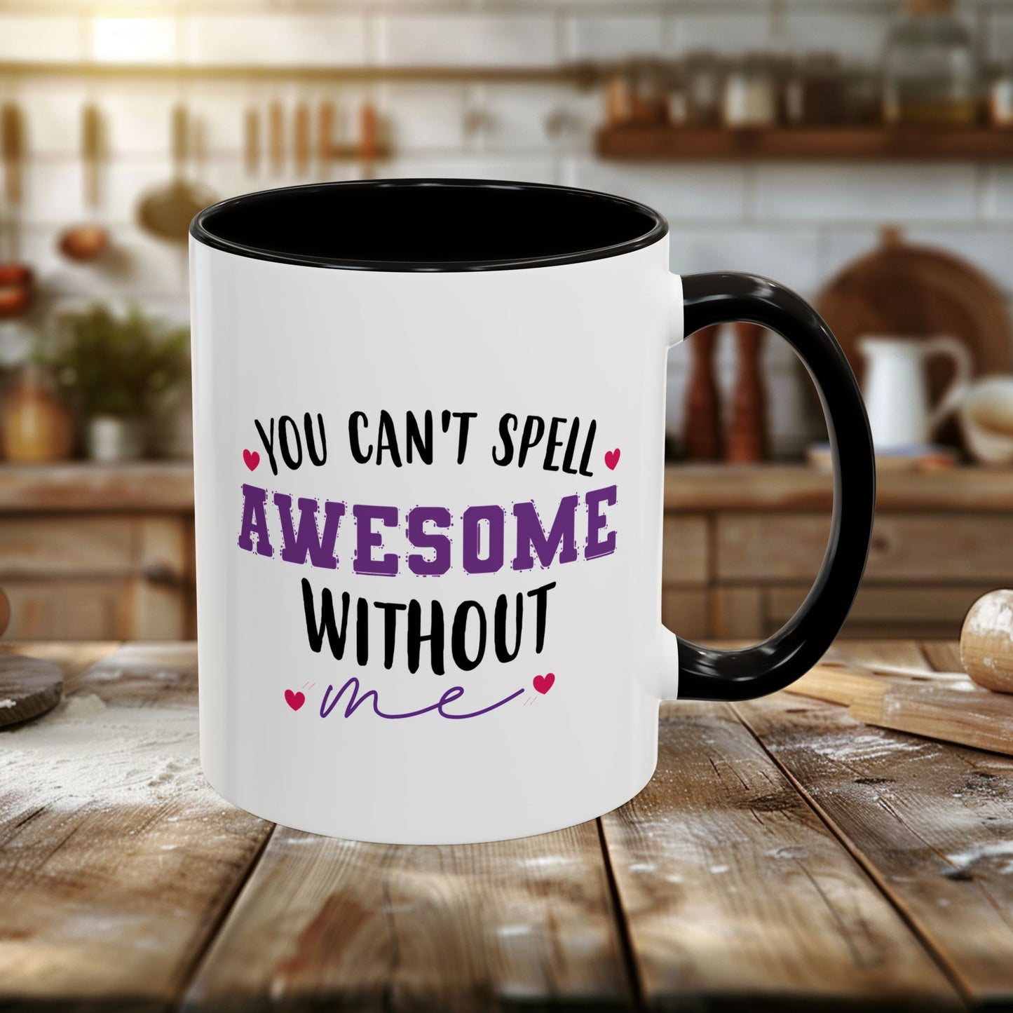 colorful mugs (11oz, 15oz) - you can’t spell awesome without me - funny confidence quote