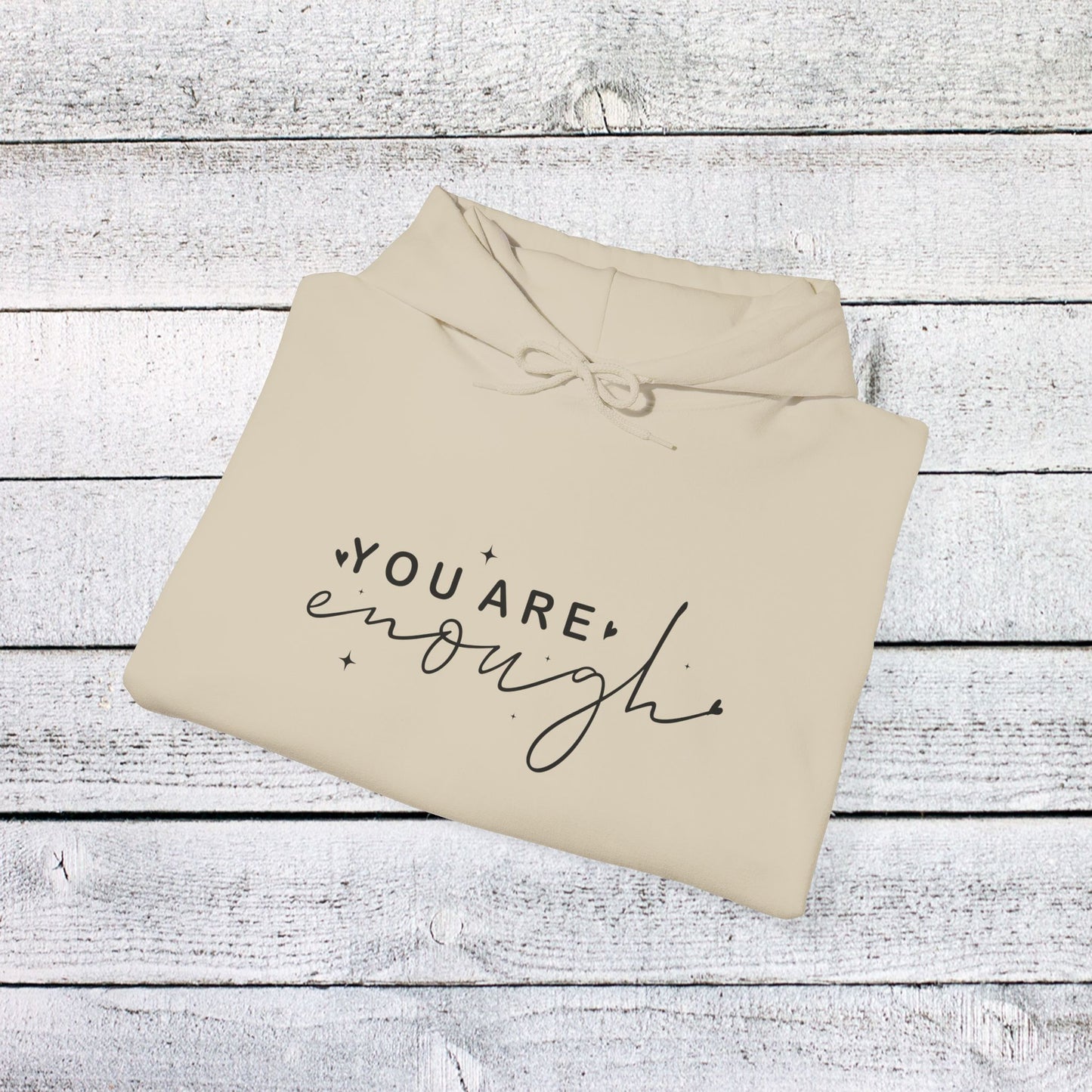 unisex heavy blend™ hooded sweatshirt - you are enough - self-love quote design