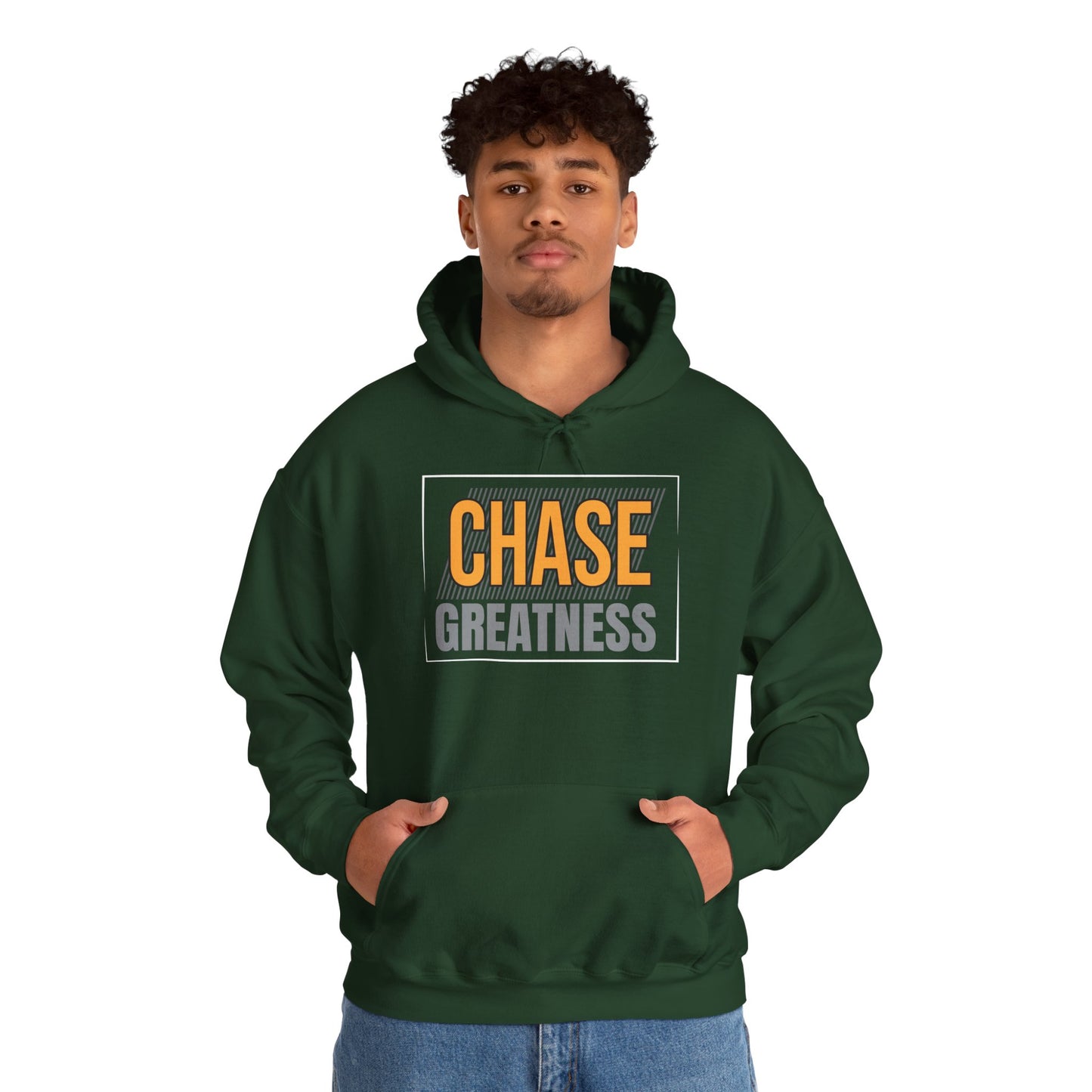 unisex heavy blend™ hooded sweatshirt - chase greatness - bold motivation quote