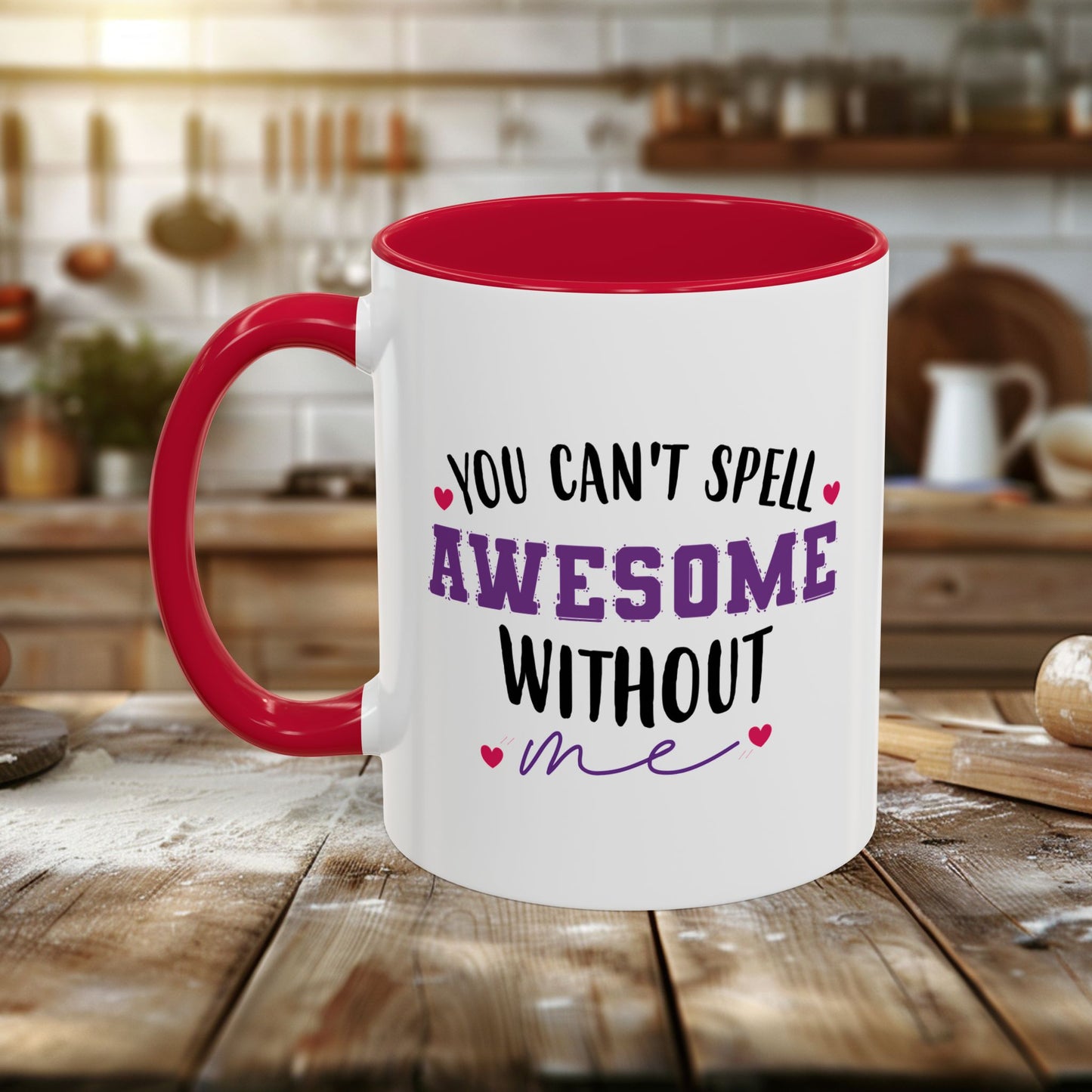 colorful mugs (11oz, 15oz) - you can’t spell awesome without me - funny confidence quote