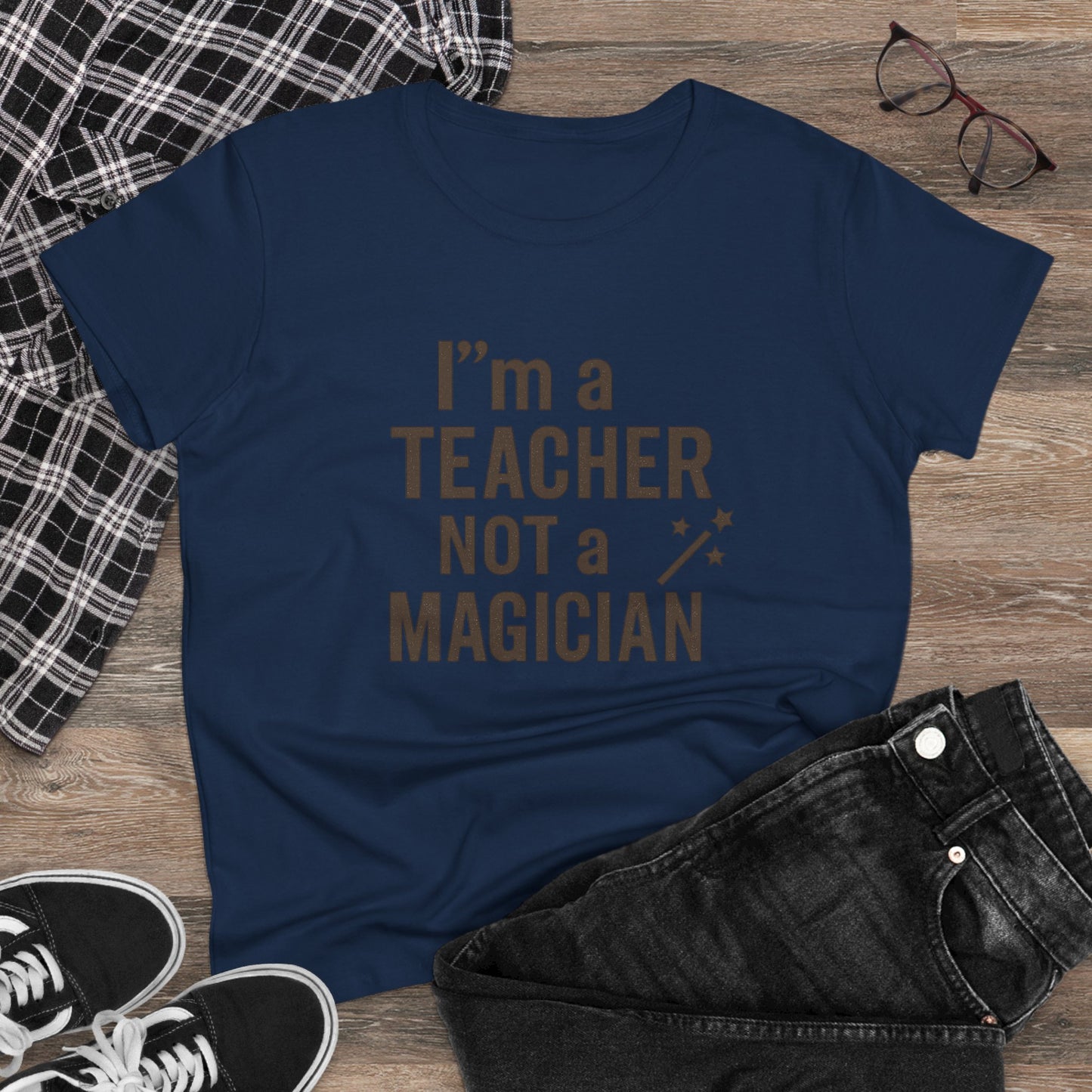 women's cotton tee - i'm a teacher not a magician. teachers with attitude.