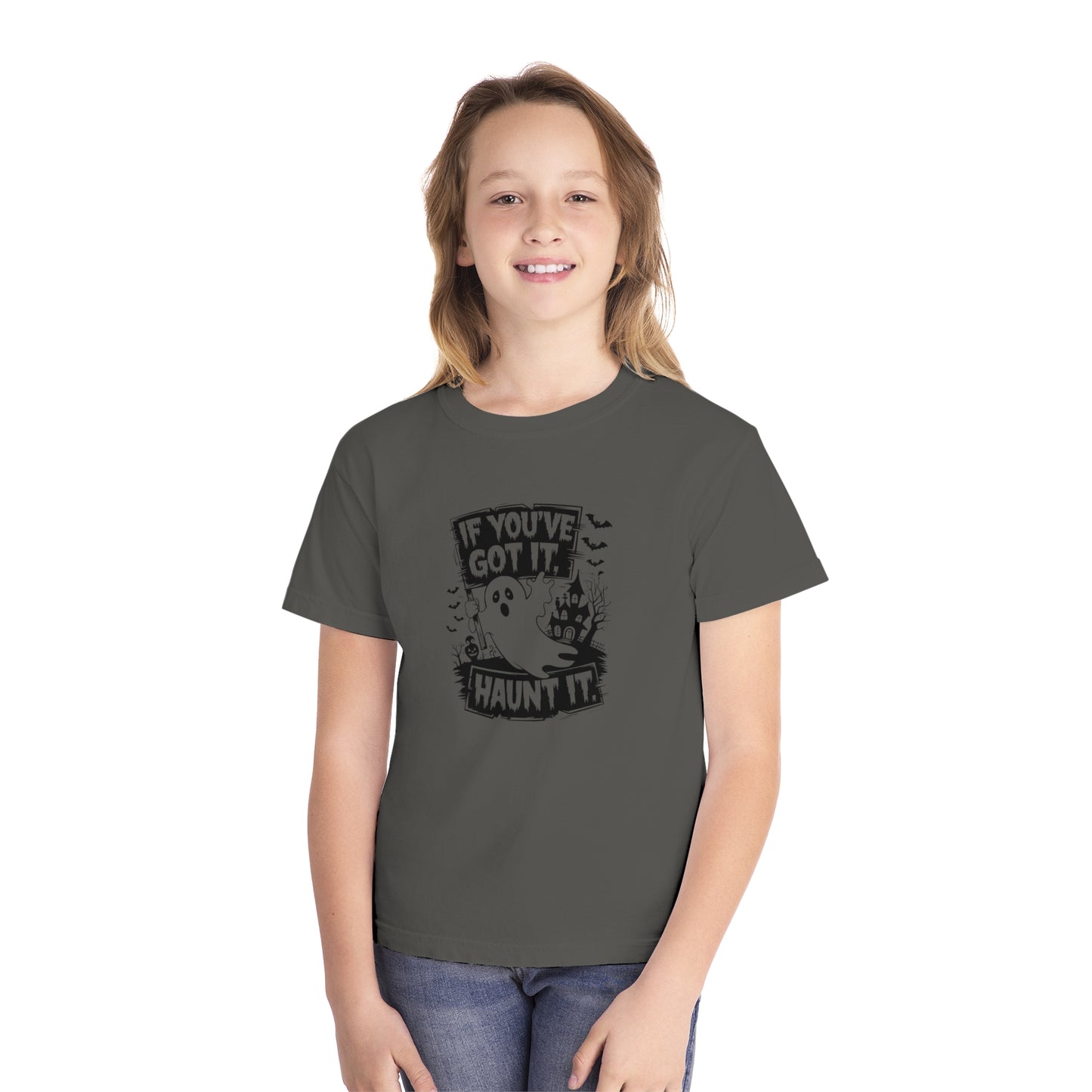 youth t-shirt, youth halloween t-shirt, if you've got it haunt it!