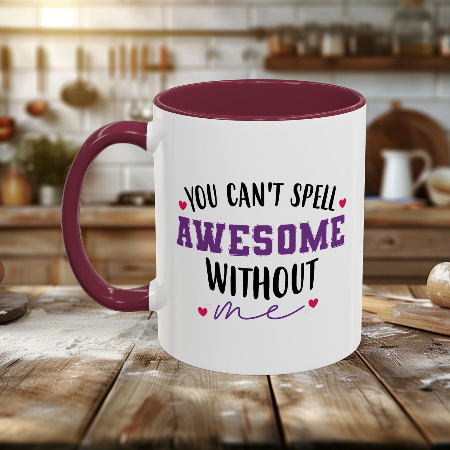 colorful mugs (11oz, 15oz) - you can’t spell awesome without me - funny confidence quote