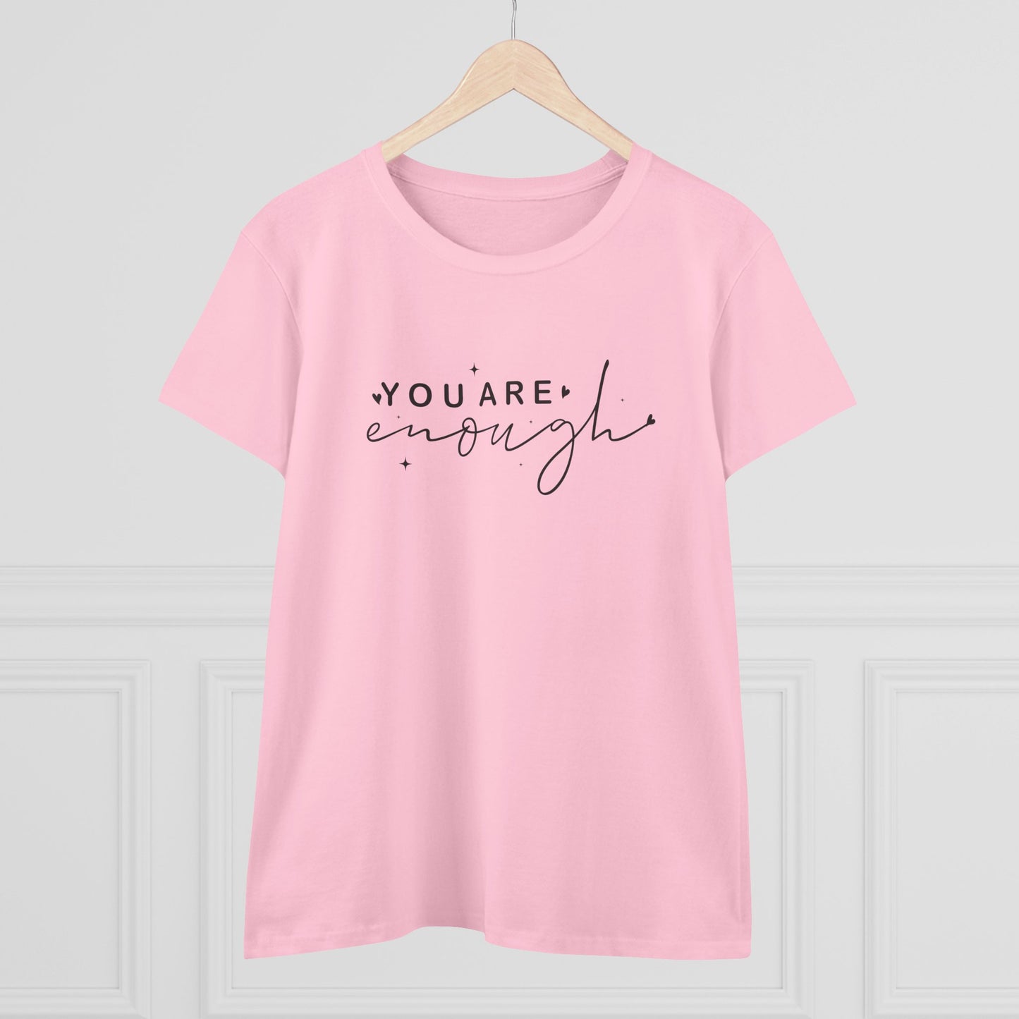 women's midweight cotton tee - you are enough - self-love quote design