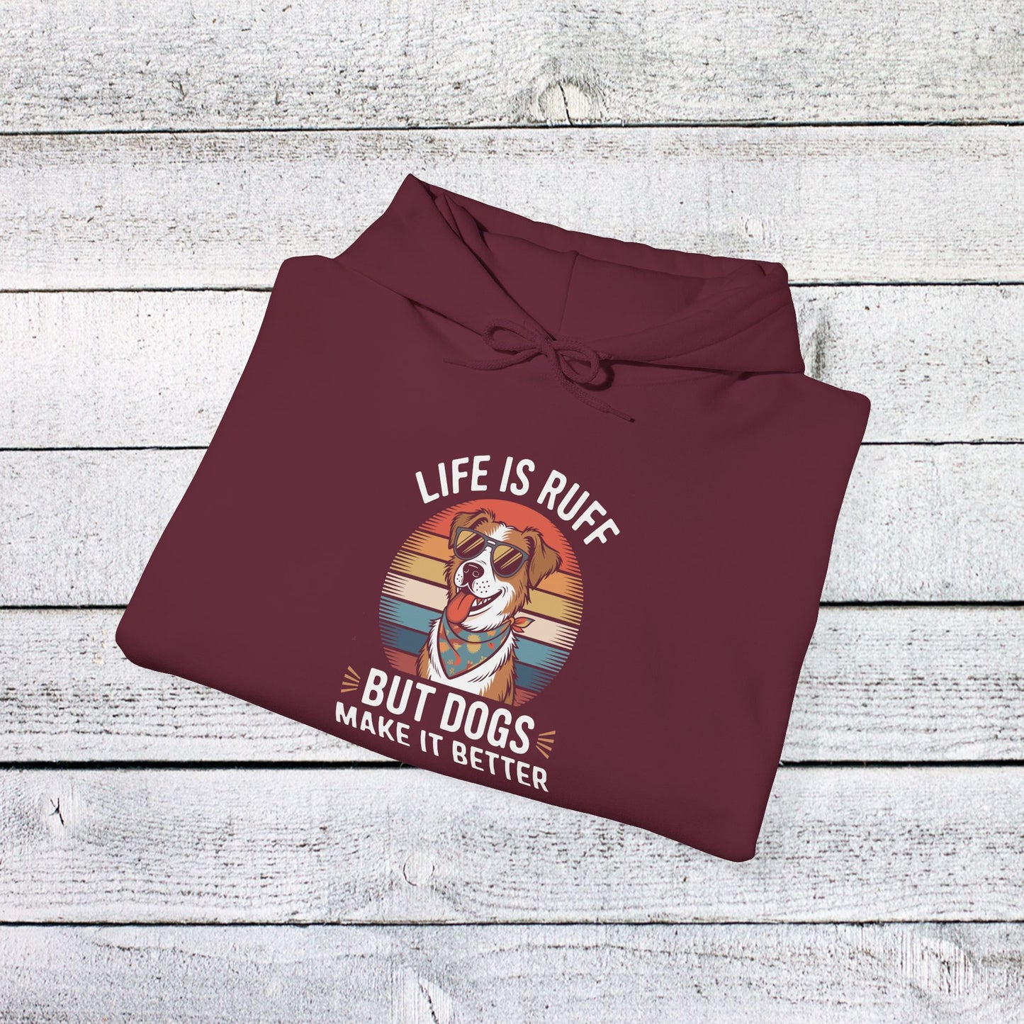 unisex heavy blend™ hooded sweatshirt - live is ruff, but dogs make it better | funny dog lover gift | cute pet quote design